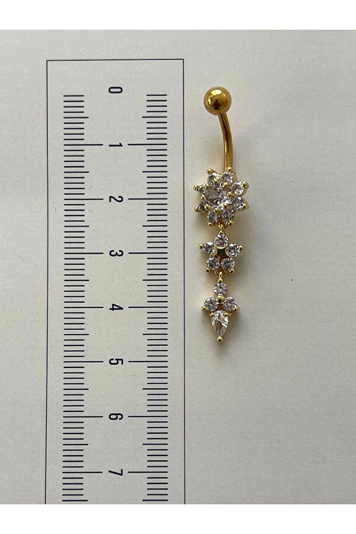 316 L Cerrahi Çelik Anti Alerjik 10 mm Kristal Taşlı Sallantılı Çiçek Model Göbek Piercingi