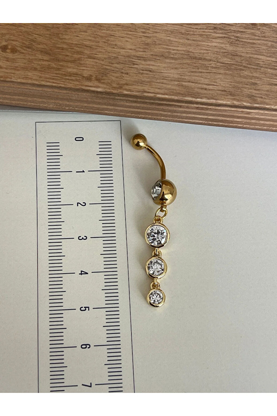 316 L Cerrahi Çelik Standart 10 mm Baget Taşlı Sallantılı Yuvarlak Model Göbek Piercingi