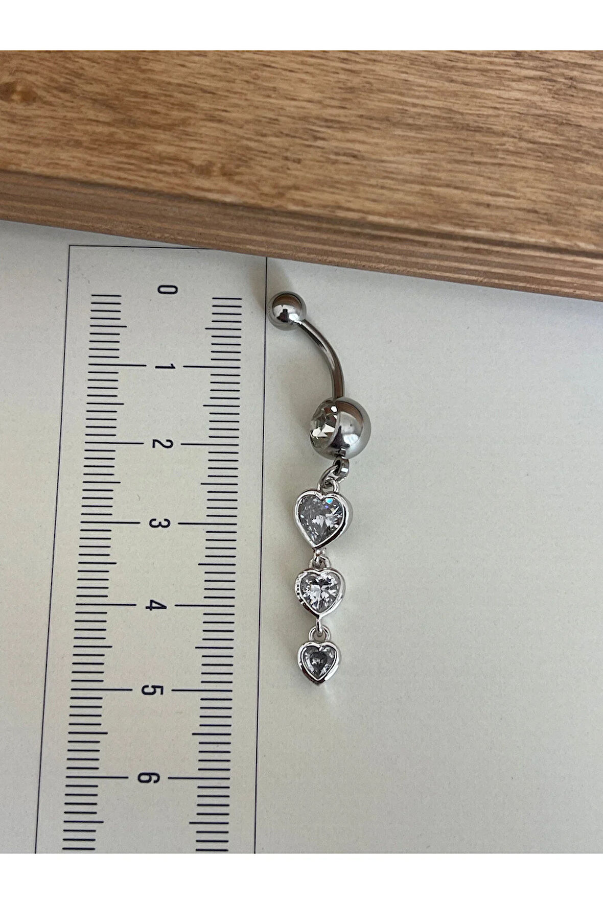 316 L Cerrahi Çelik Standart 10 mm Baget Taşlı Sallantılı Kalp Model Göbek Piercingi