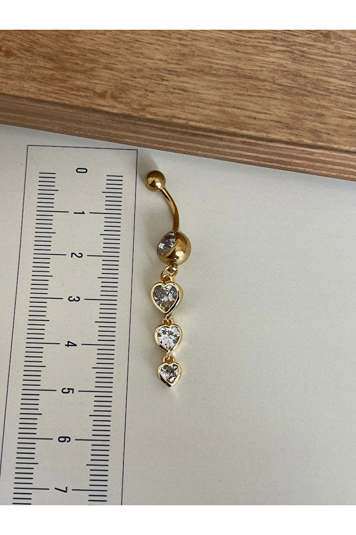 316 L Cerrahi Çelik Standart 10 mm Baget Taşlı Sallantılı Kalp Model Göbek Piercingi
