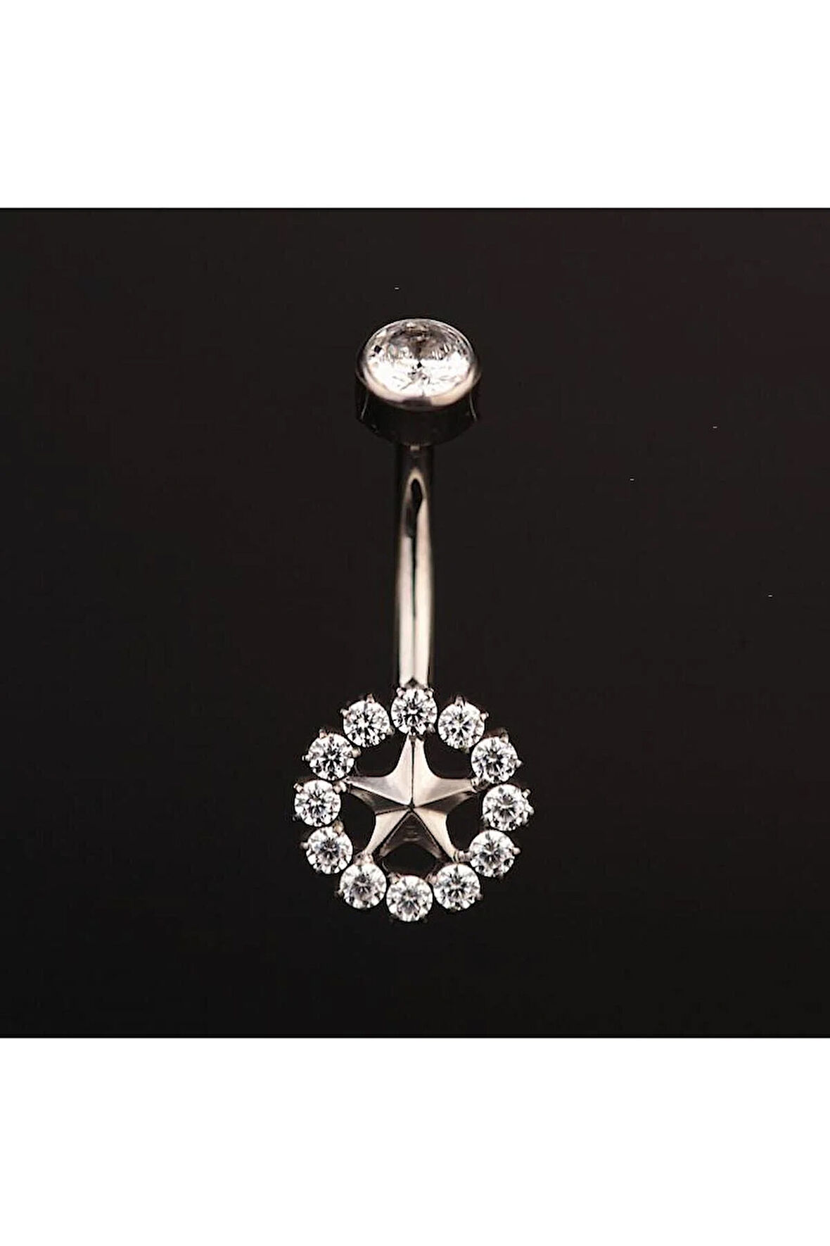 Güneş Zirkon Titanyum Göbek Piercing Ultraliğht 10 mm Titanyum Göbek Piercingi