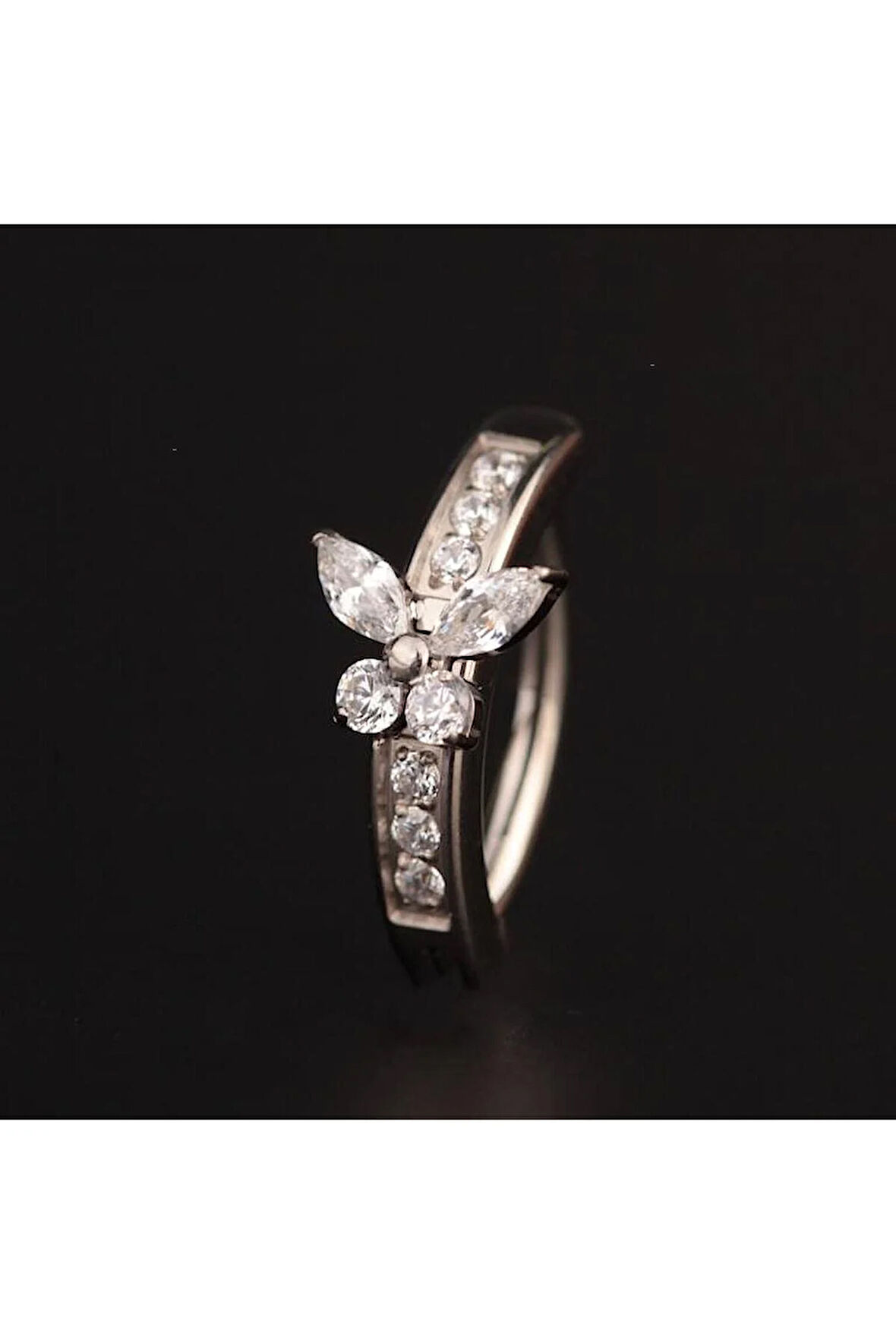 Zirkon Taş Kelebek Titanyum Göbek Piercingi Ultraliğht 10 mm Titanyum Göbek Piercingi