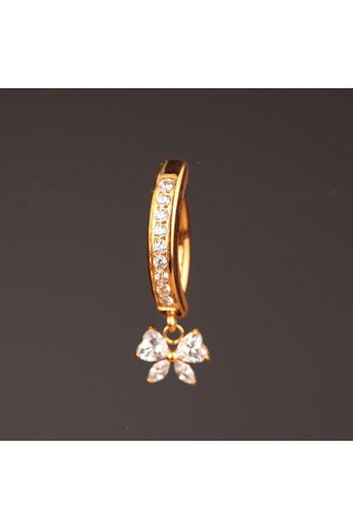 Fiyonk Sallantılı Zirkon Titanyum Klips Göbek Piercing Ultraliğht 10 mm Titanyum Göbek Piercingi