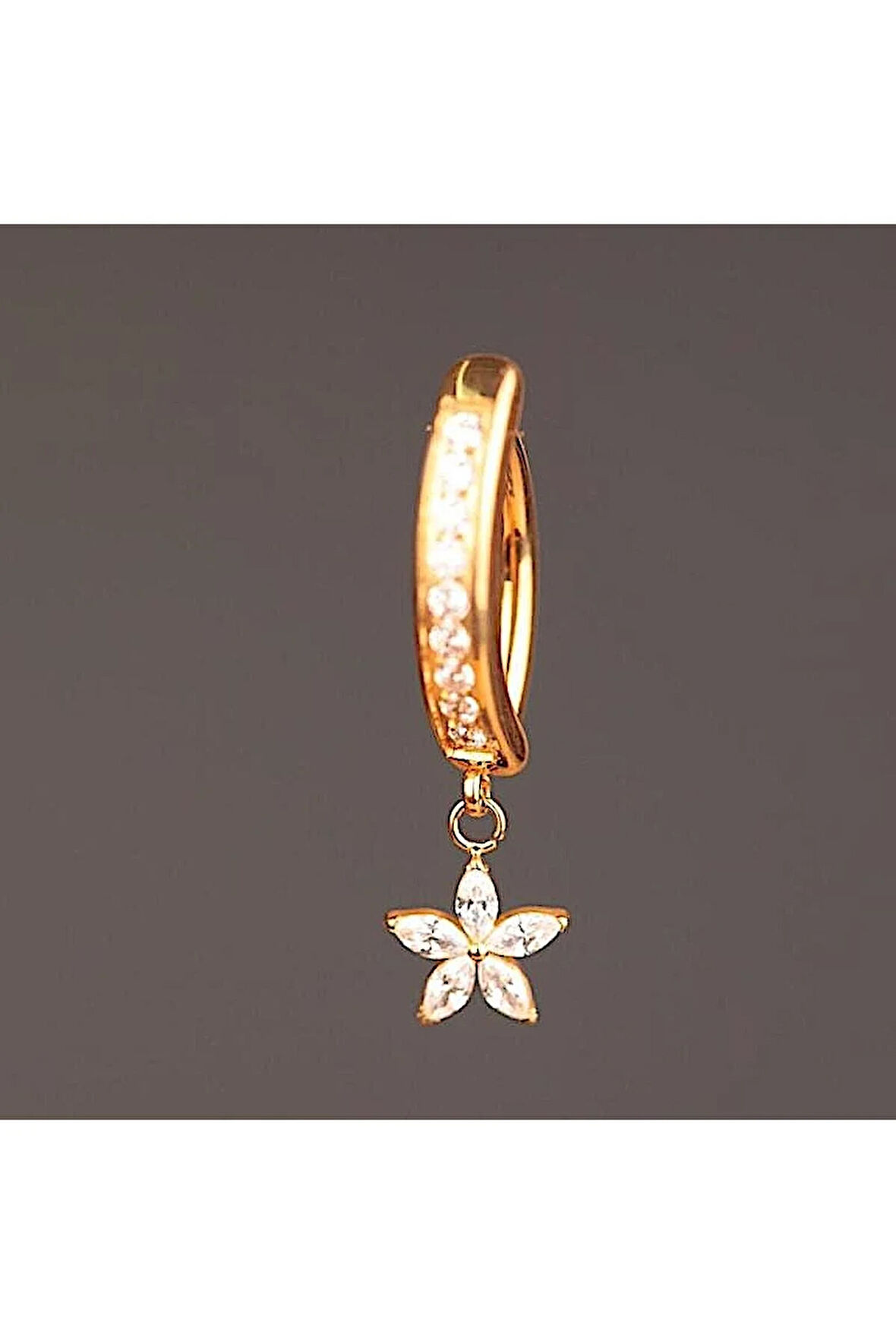 Yıldız Çiçek Sallantılı Titanyum Klips Göbek Piercing Ultraliğht 10 mm Titanyum Göbek Piercingi