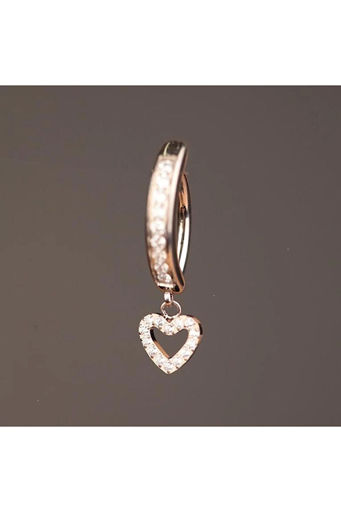 Kalp Sallantılı Zirkon Titanyum Klips Göbek Piercing Ultraliğht 10 mm Titanyum Göbek Piercingi