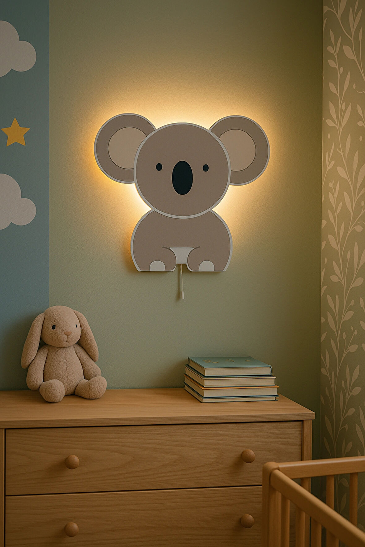 El Yapımı Koala Figürlü, Duvar Lambası-Rgb-Bluetooth