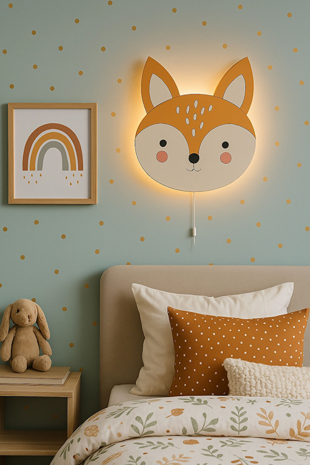 El Yapımı Tilki Figürlü, Duvar Lambası-Led-İpli Switch
