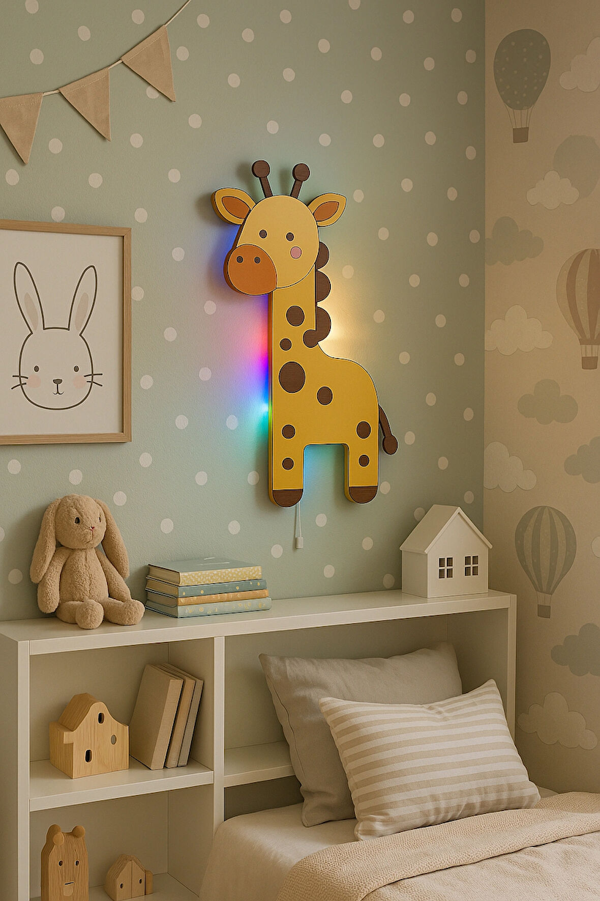 El Yapımı Zürafa Figürlü, Duvar Lambası-Led-İpli Switch