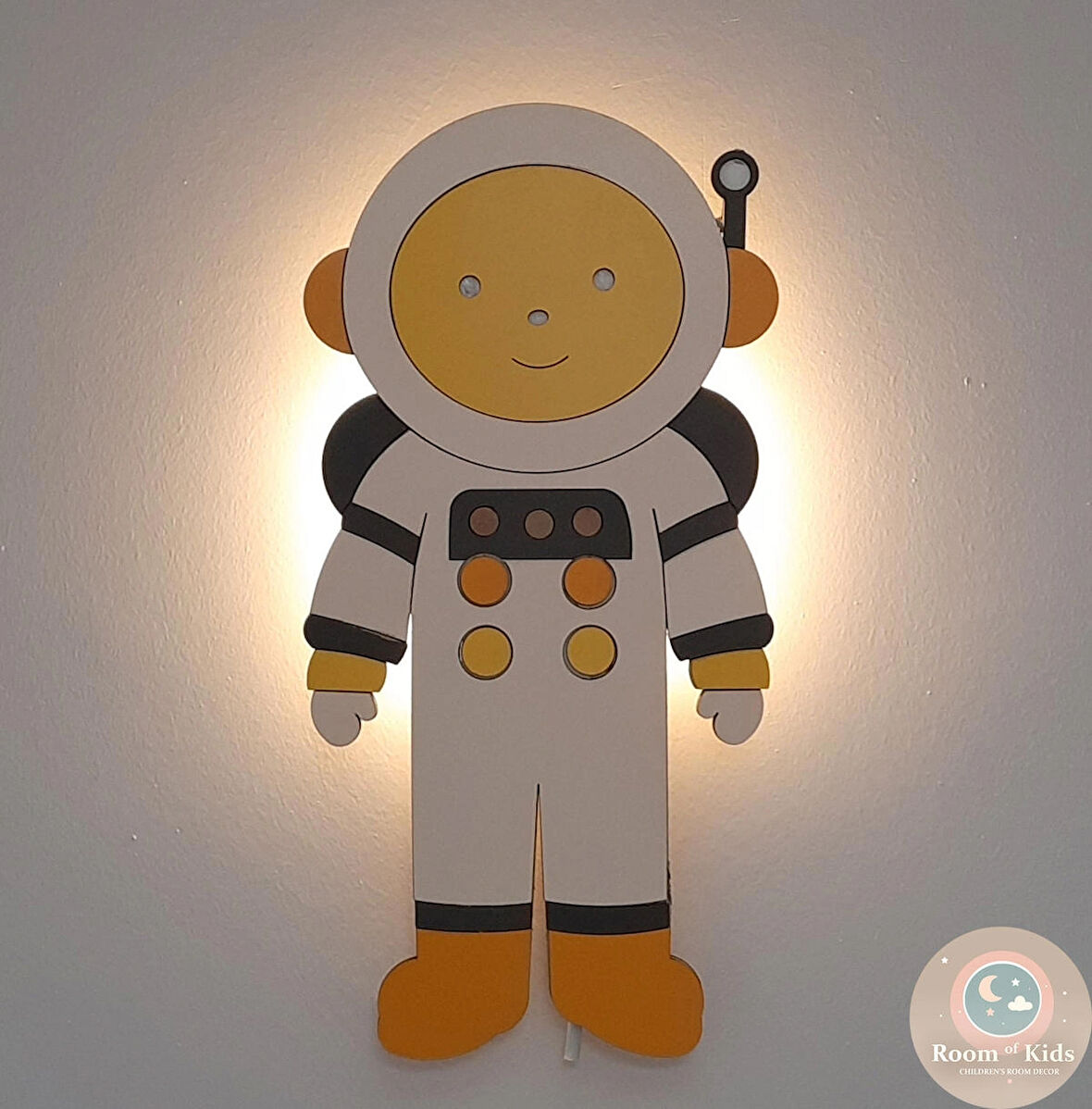El Yapımı Astronot Figürlü, Duvar Lambası-Rgb-Kumandalı