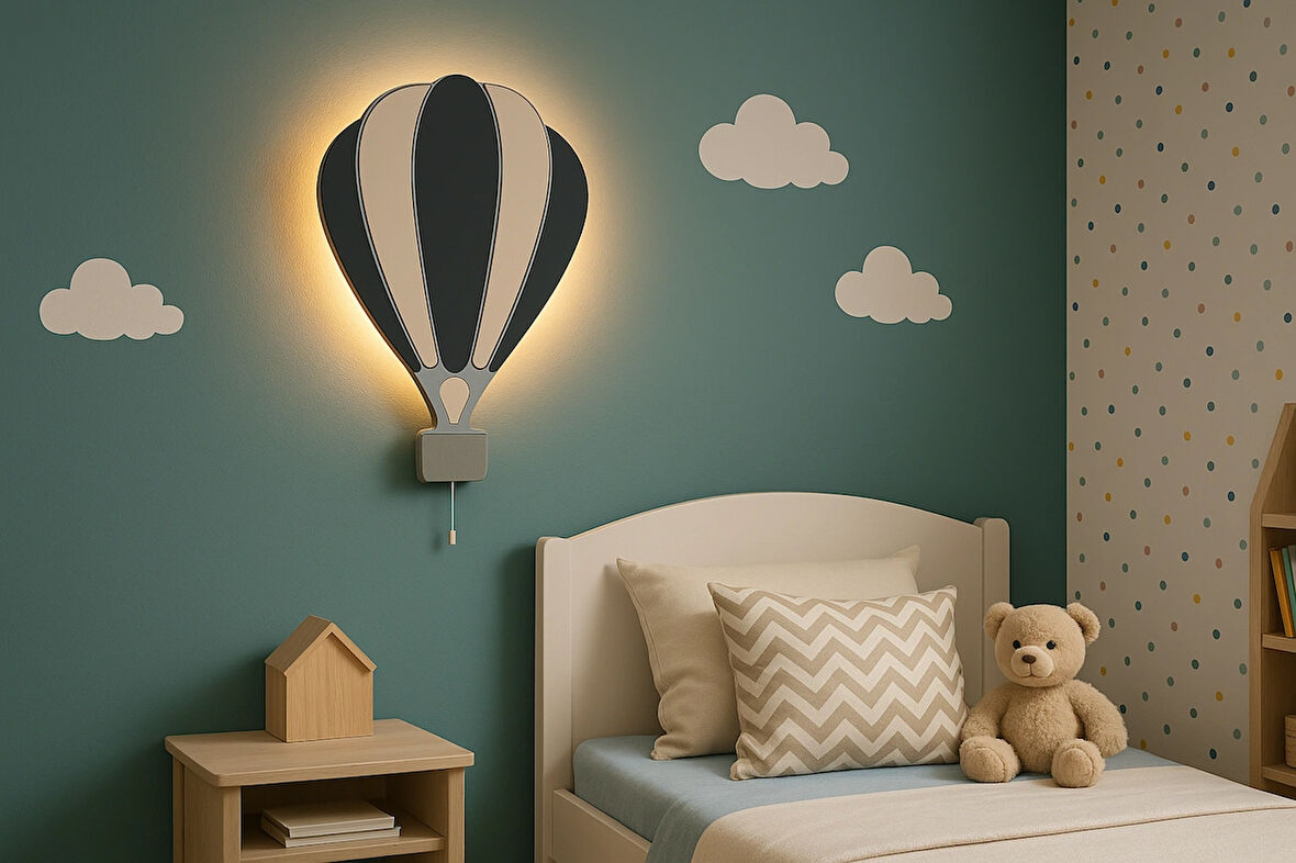 El Yapımı Balon Figürlü, Duvar Lambası-Rgb-Kumandalı