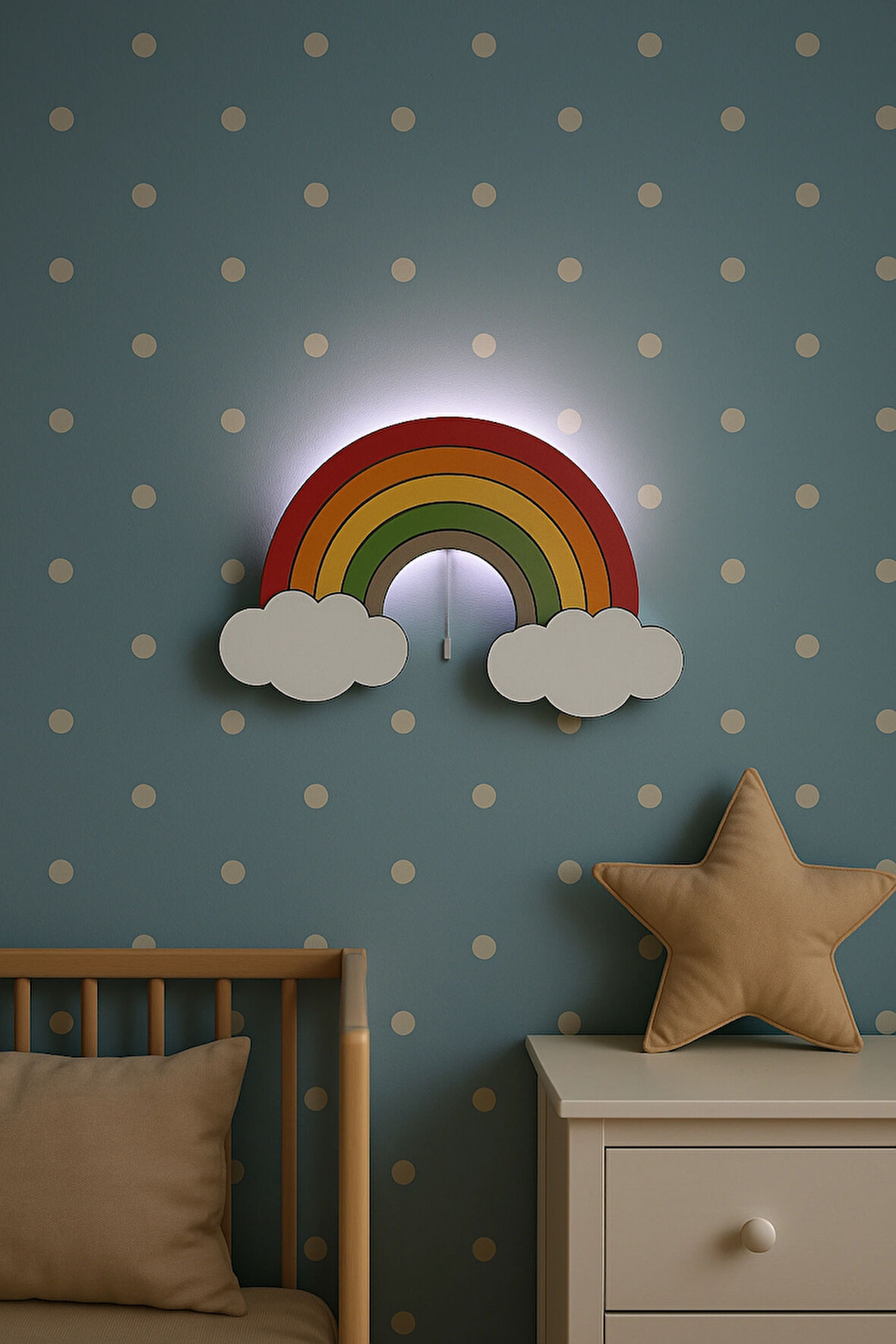El Yapımı Gökkuşağı Figürlü, Duvar Lambası-Rgb-Bluetooth