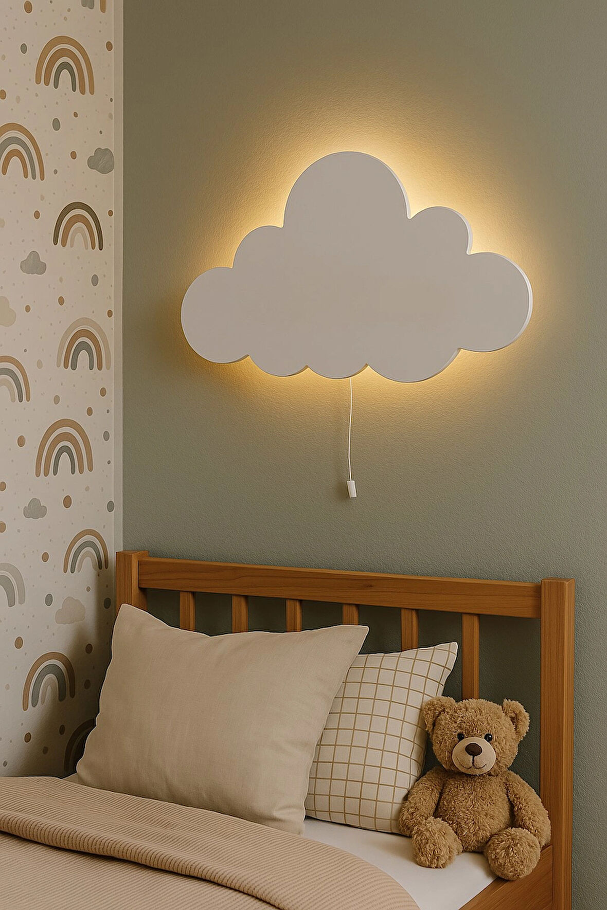 Bebek Çocuk Odası Bulut Duvar Lambası-Rgb-Kumandalı
