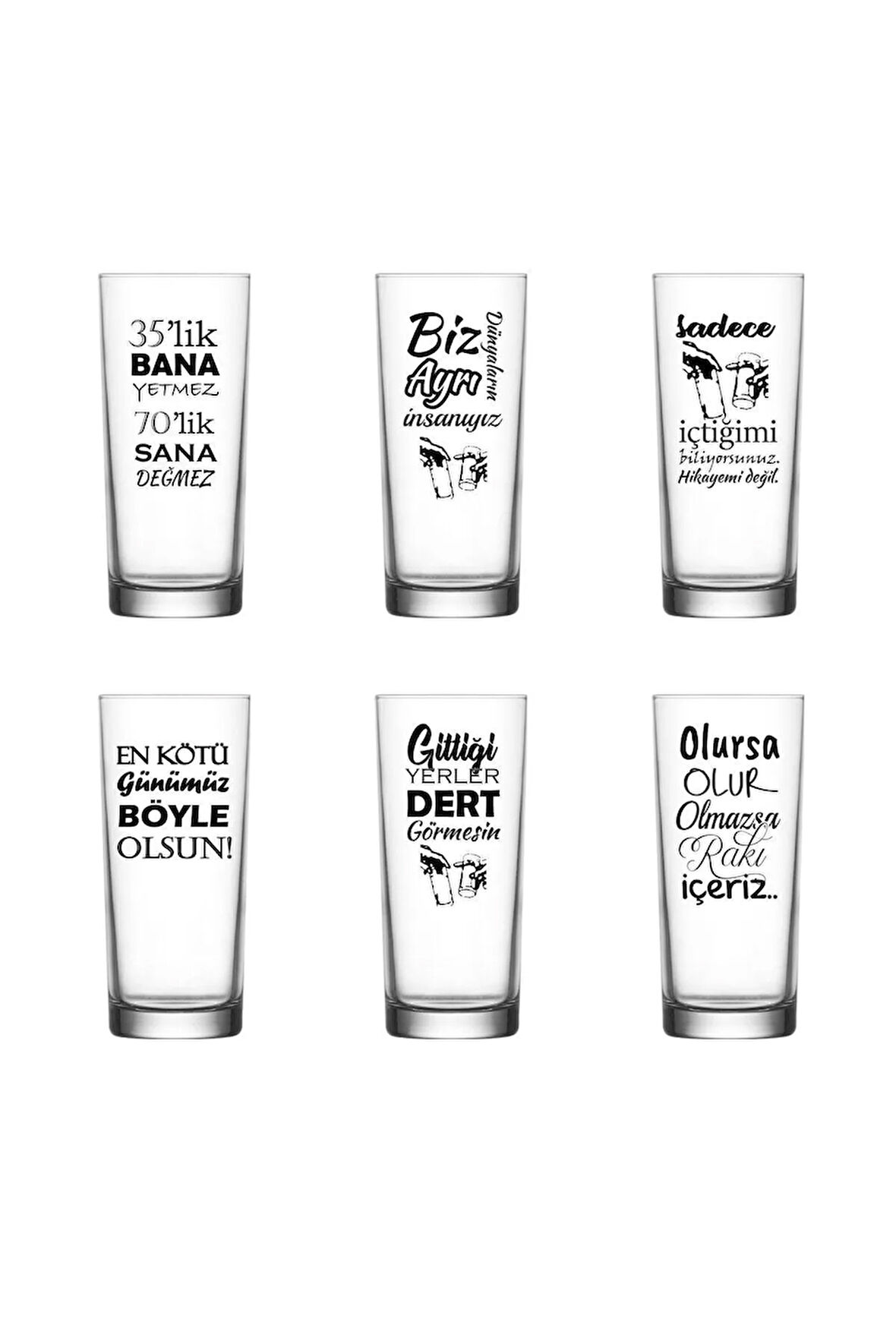 Rakı Sözü Baskılı 6'Lı Rakı Kadehi