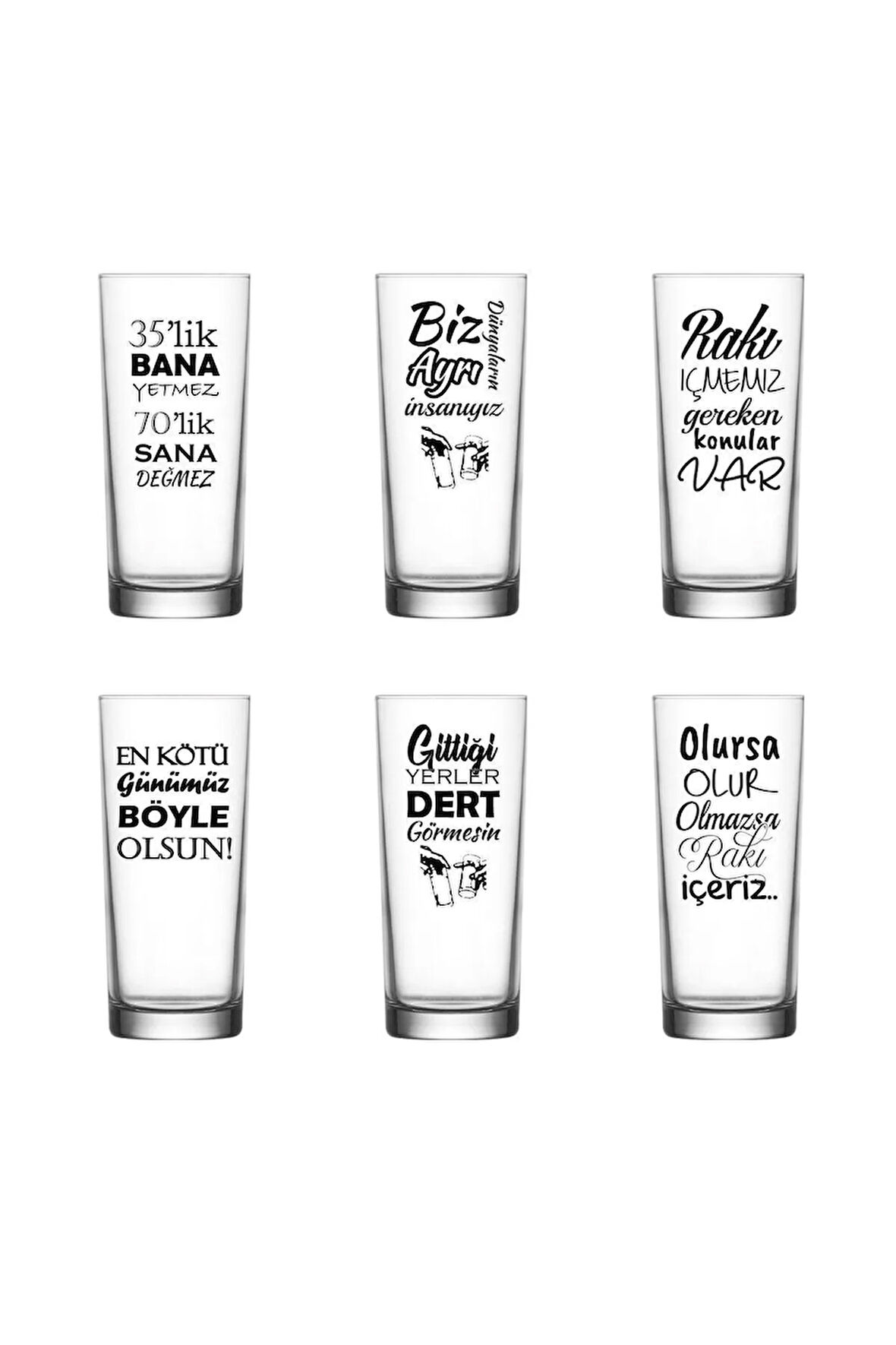Rakı Sözü Baskılı 6'Lı Rakı Kadehi