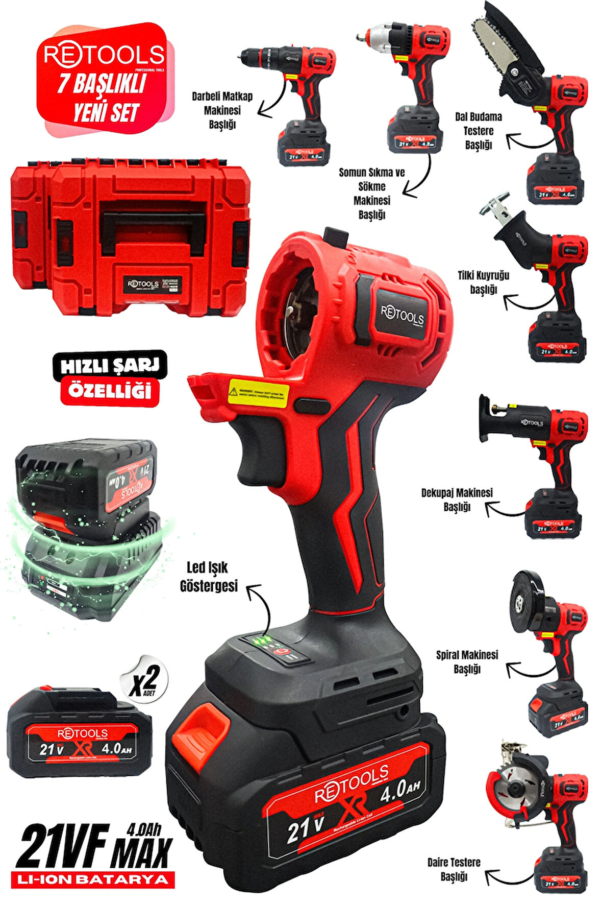 RETOOLS 7 BAŞLIKLI ŞARJLI SET ( KAFA DEĞİŞEN ) MODEL