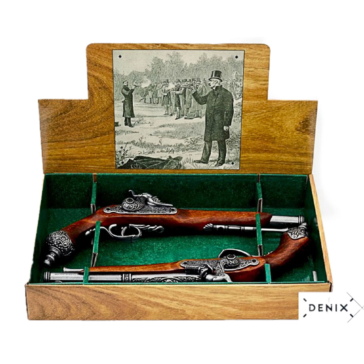 Denix Dekoratif Replika 2 Pistolas De Duelo, Italia 1825 / 2’li Duello Tabancası