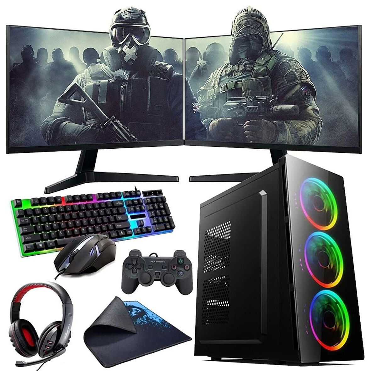 I5 11400F 16GB 480SSD 8GB RTX3050 Çift 24'' Monitörlü (Gaming SET)