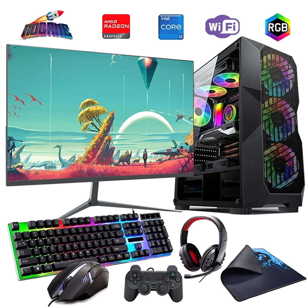 I5 12400F 16GB DDR4 480SSD 8GB RX580 27" 165Hz Mon. Oyun Bilgisayarı (Gaming SET)