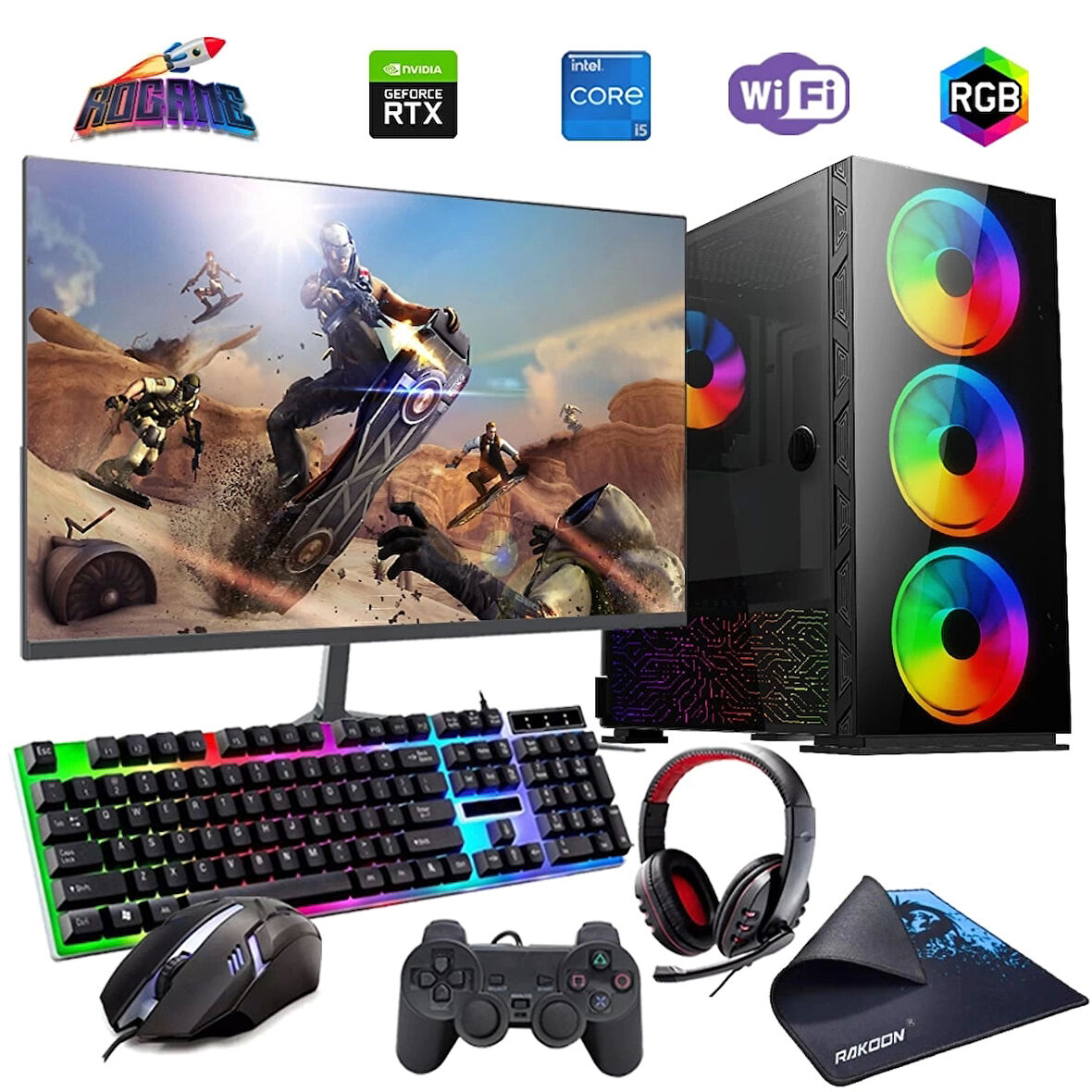 I5 12400F 16GB DDR4 480SSD 12GB RTX3060 24" Mon. Oyun Bilgisayarı (Gaming SET)