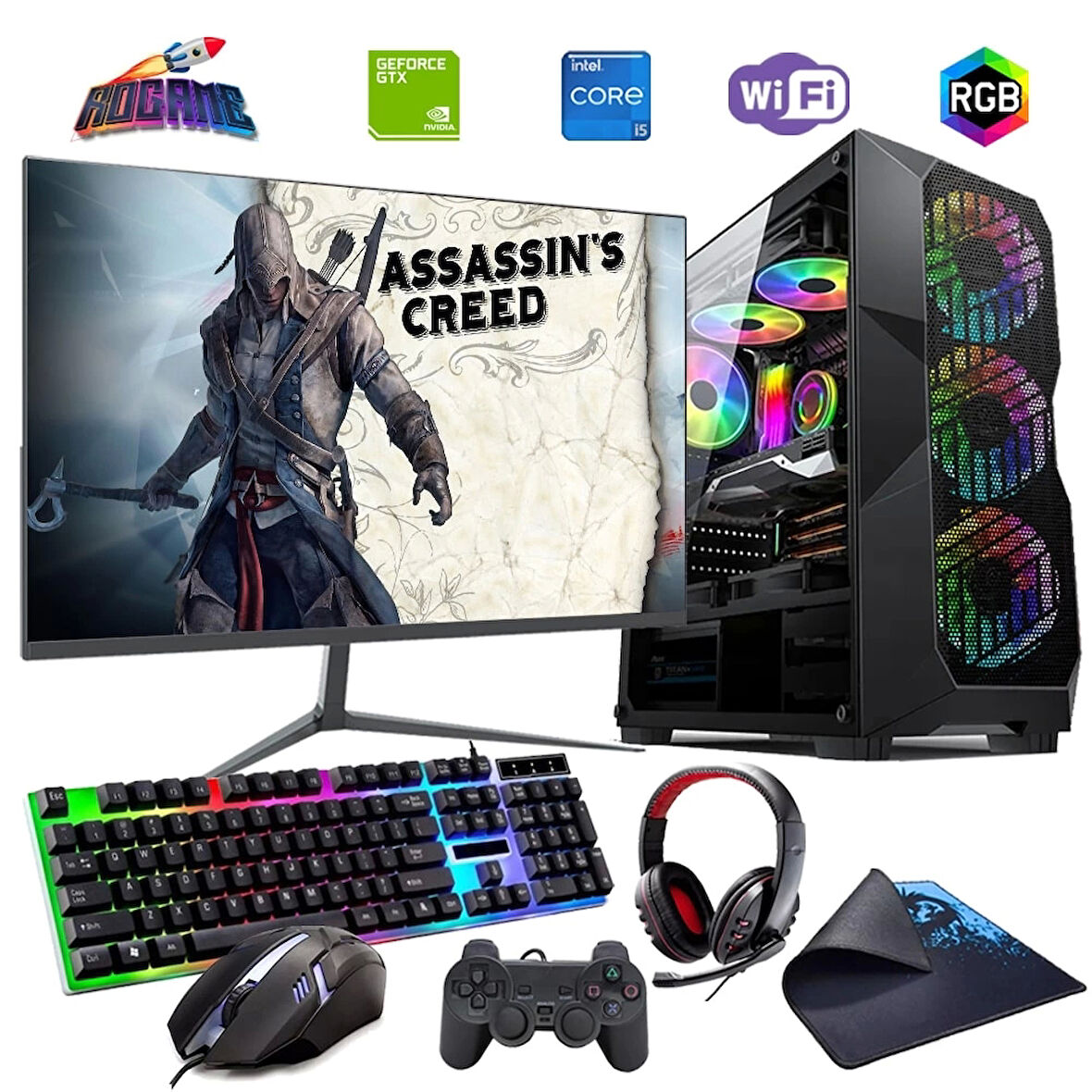 I5 12400F 32GB DDR4 1TB M2 4GB GTX1650 24" Mon. Oyun Bilgisayarı (Gaming SET)