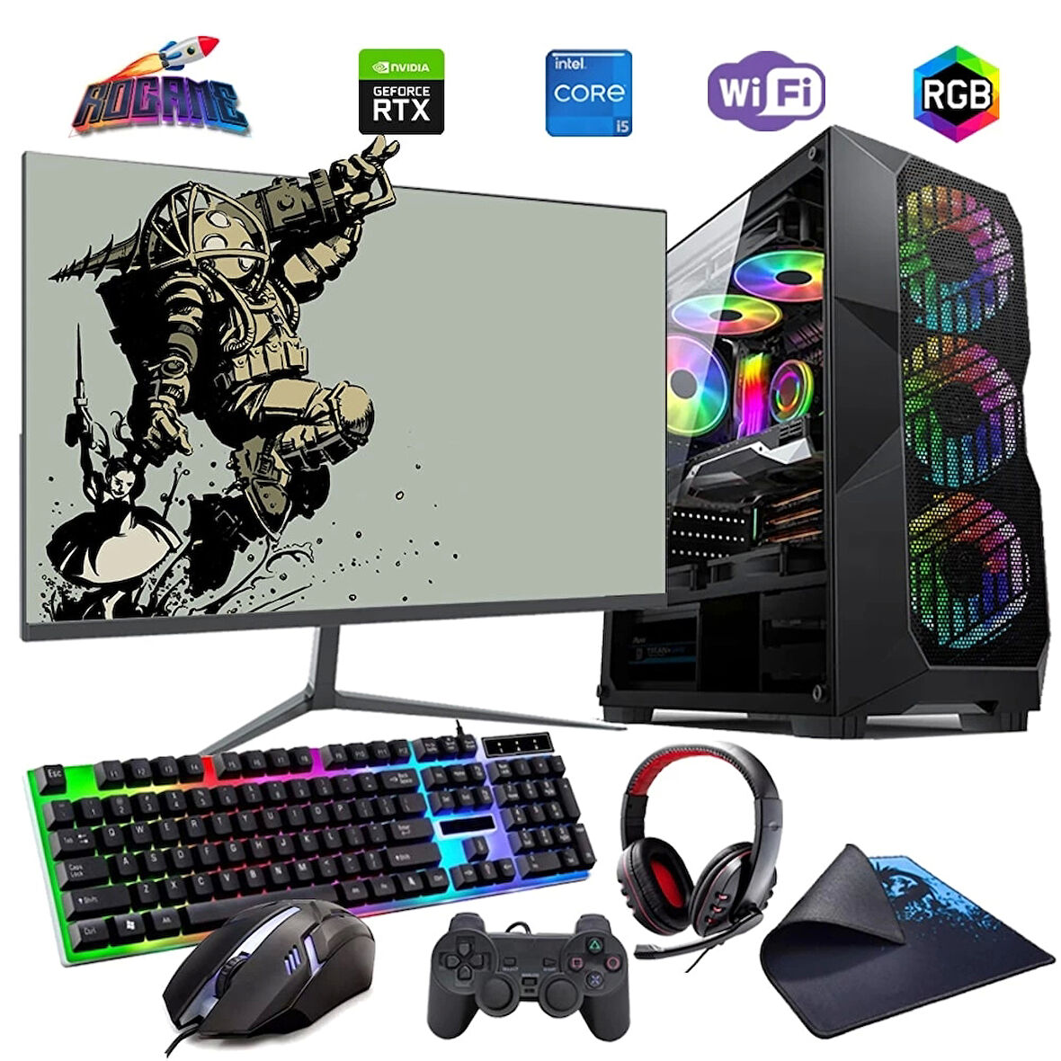 I5 12400F 32GB DDR4 1TB M2 6GB RTX3050 24" Mon. Oyun Bilgisayarı (Gaming SET)