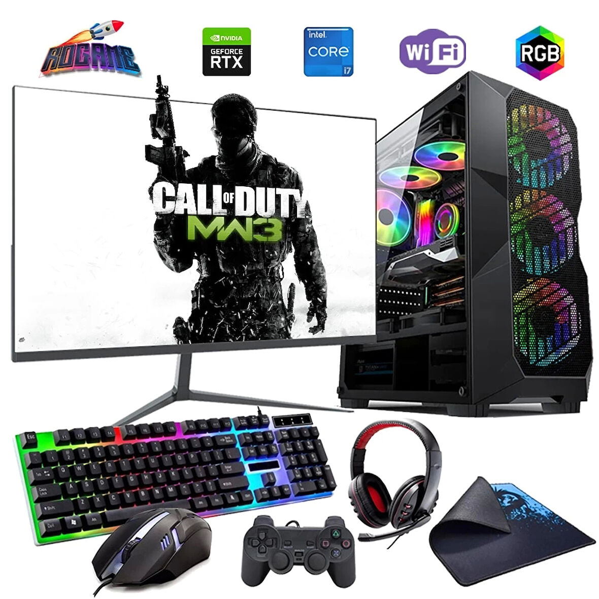 İ7 12700F 16GB DDR4 480SSD 6GB RTX3050 27" 165Hz Monitörlü (Gaming SET)