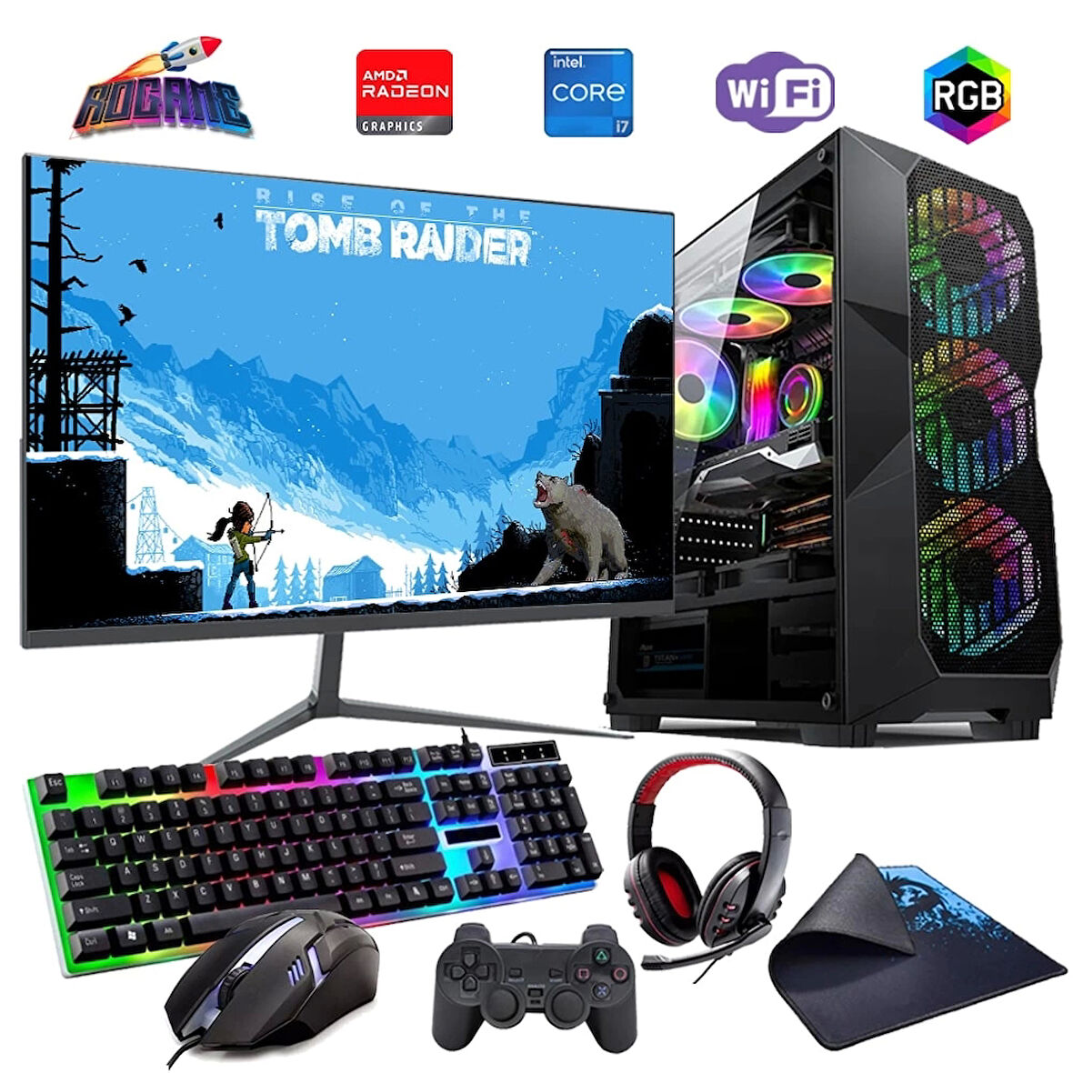 İ7 12700F 16GB DDR4 480SSD 8GB RX580 27" 165Hz Mon. Oyun Bilgisayarı (Gaming SET)