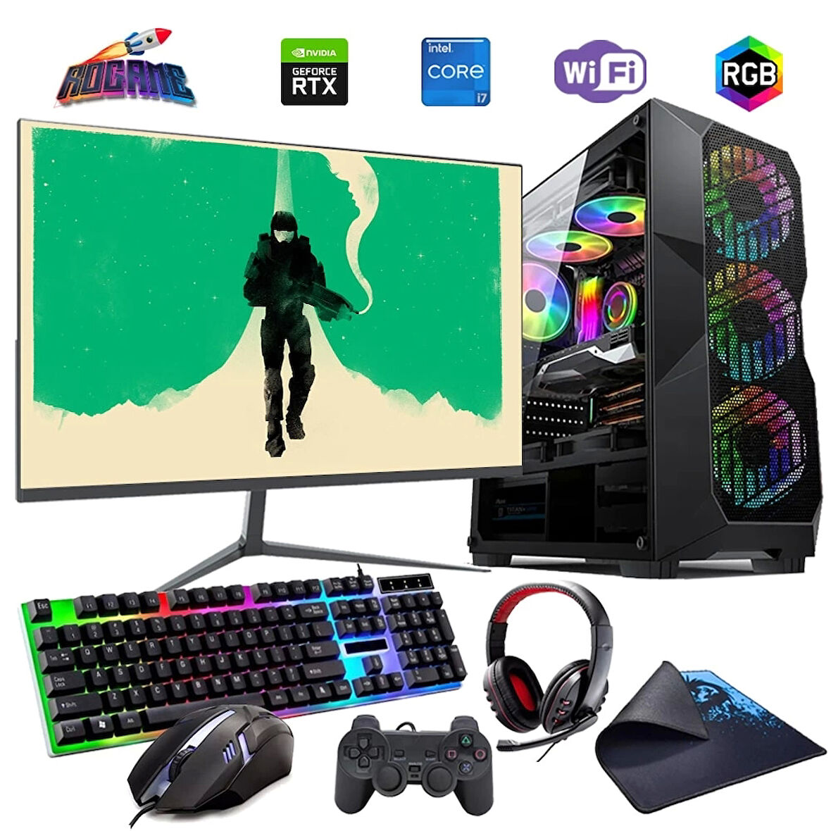 İ7 12700F 32GB DDR4 1TB M2 6GB RTX3050 24" Monitörlü (Gaming SET)