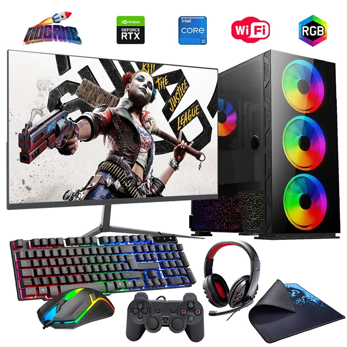 I5 13400F 16GB DDR4 480SSD 12GB RTX3060 24" Mon. Oyun Bilgisayarı (Gaming SET)