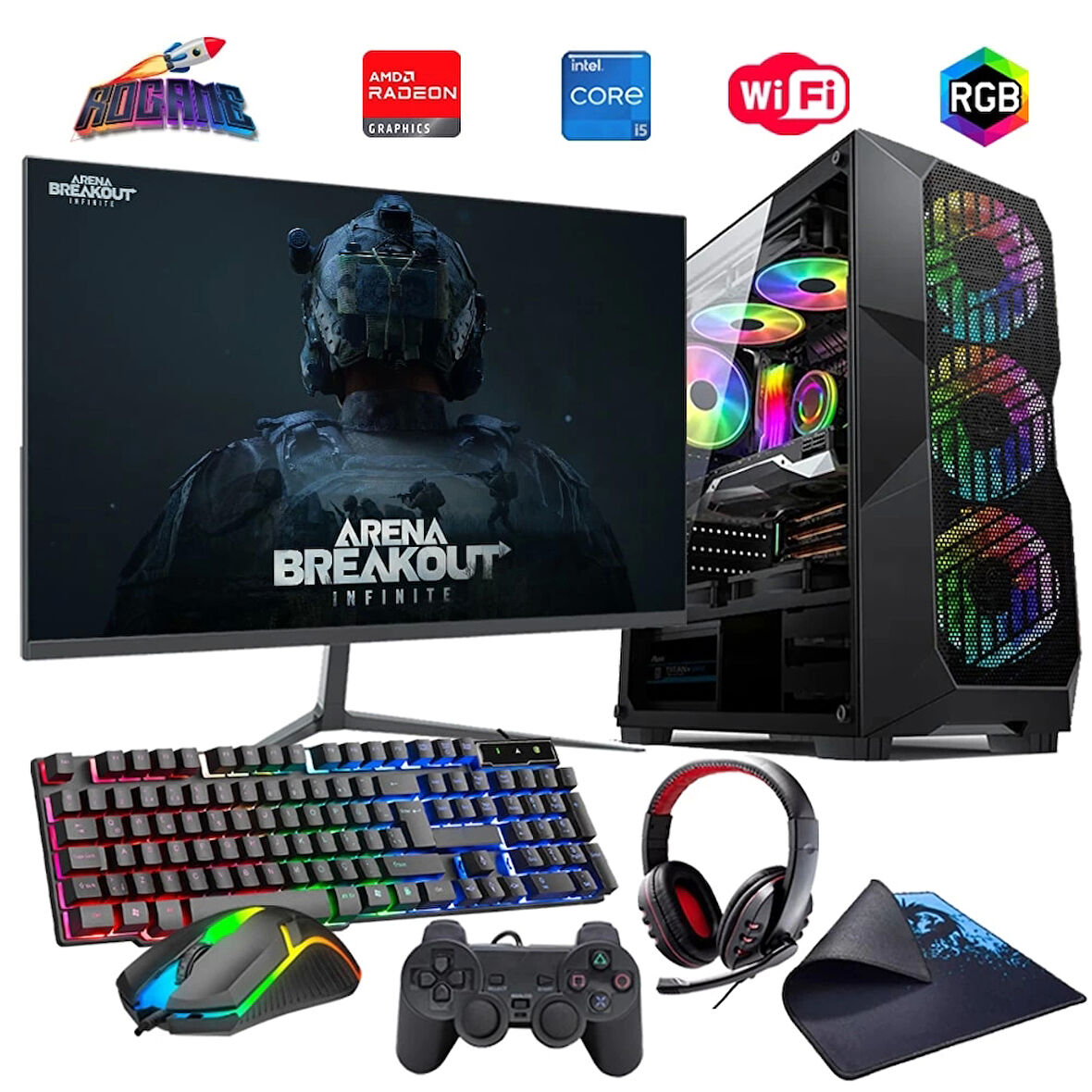 I5 13400F 32GB DDR4 1TB M2 8GB RX580 24" Mon. Oyun Bilgisayarı (Gaming SET)