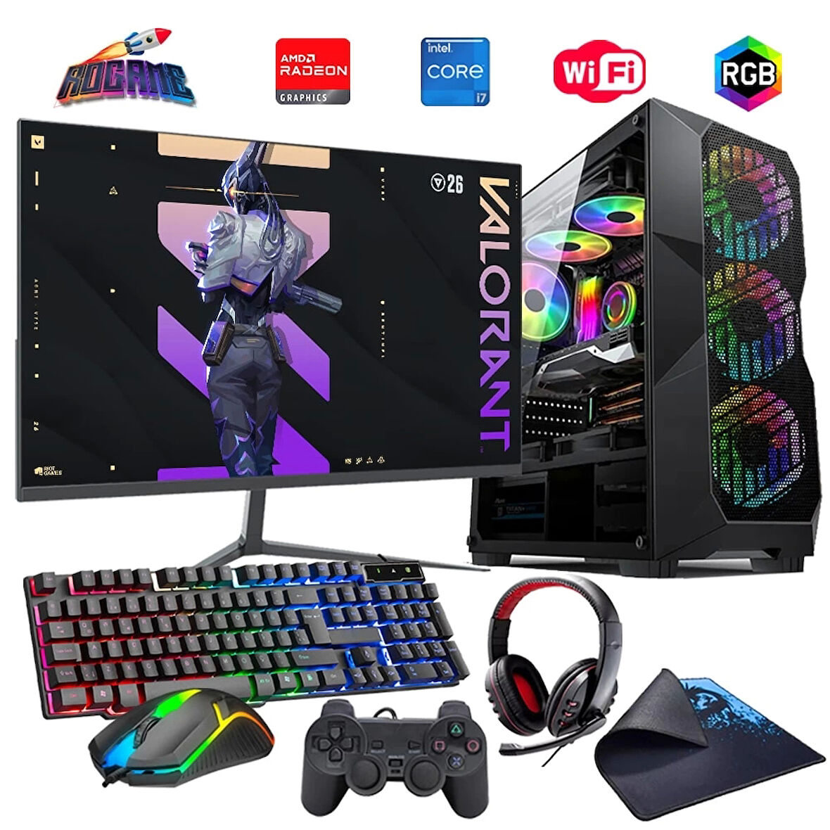 İ7 13700F 32GB DDR4 1TB M2 8GB RX580 24" Mon. Oyun Bilgisayarı (Gaming SET)