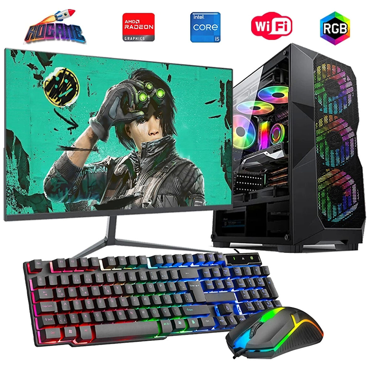 I5 14400F 16GB DDR4 480SSD 8GB RX580 27" 165Hz Mon. Oyun Bilgisayarı