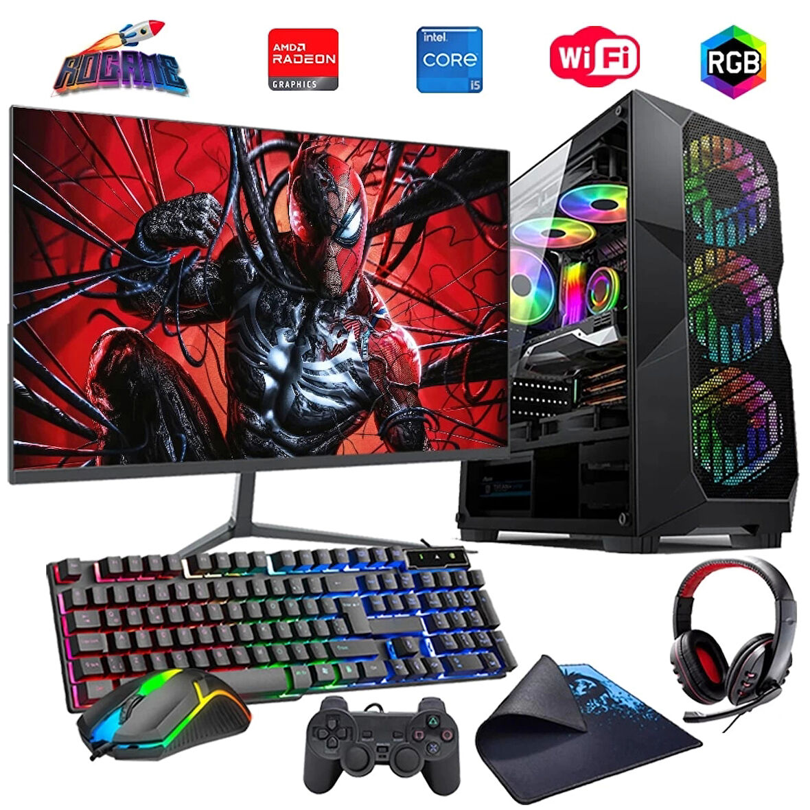 I5 14400F 16GB DDR4 480SSD 8GB RX580 27" 165Hz Mon. Oyun Bilgisayarı (Gaming SET)