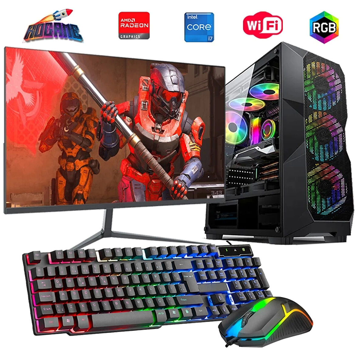 i7 14700F 16GB DDR4 480SSD 8GB RX580 27" 165Hz Mon. Oyun Bilgisayarı