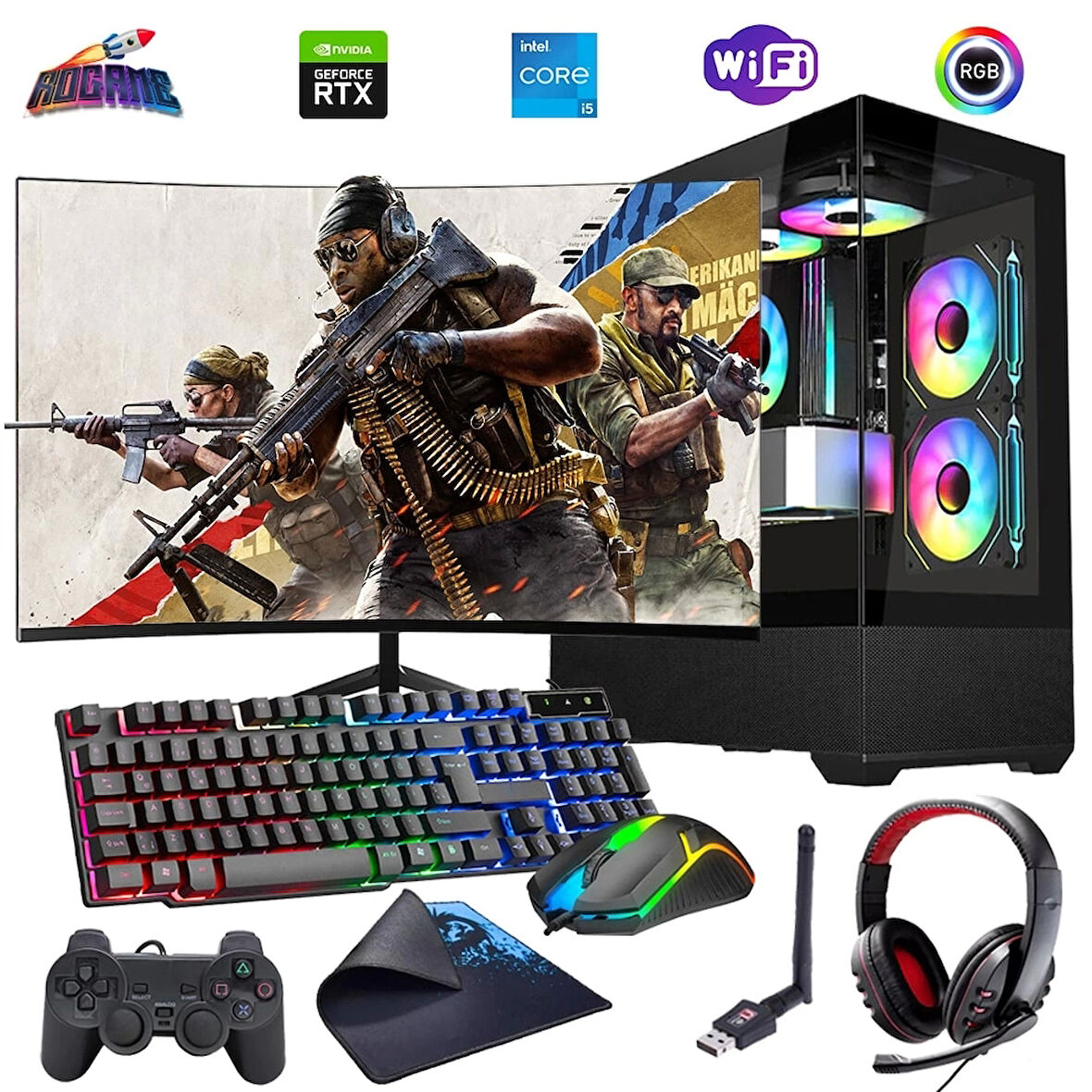 I5 13400F 32GB DDR4 1TB M2 8GB RTX4060 24" 100Hz Mon. Oyun Bilgisayarı (Gaming SET)