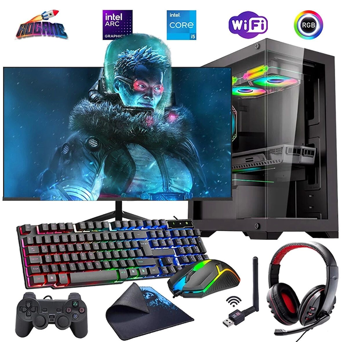 I5 12400F 16GB DDR4 480SSD 12GB ARC B580 27" 165Hz Mon. Oyun Bilgisayarı (Gaming SET)