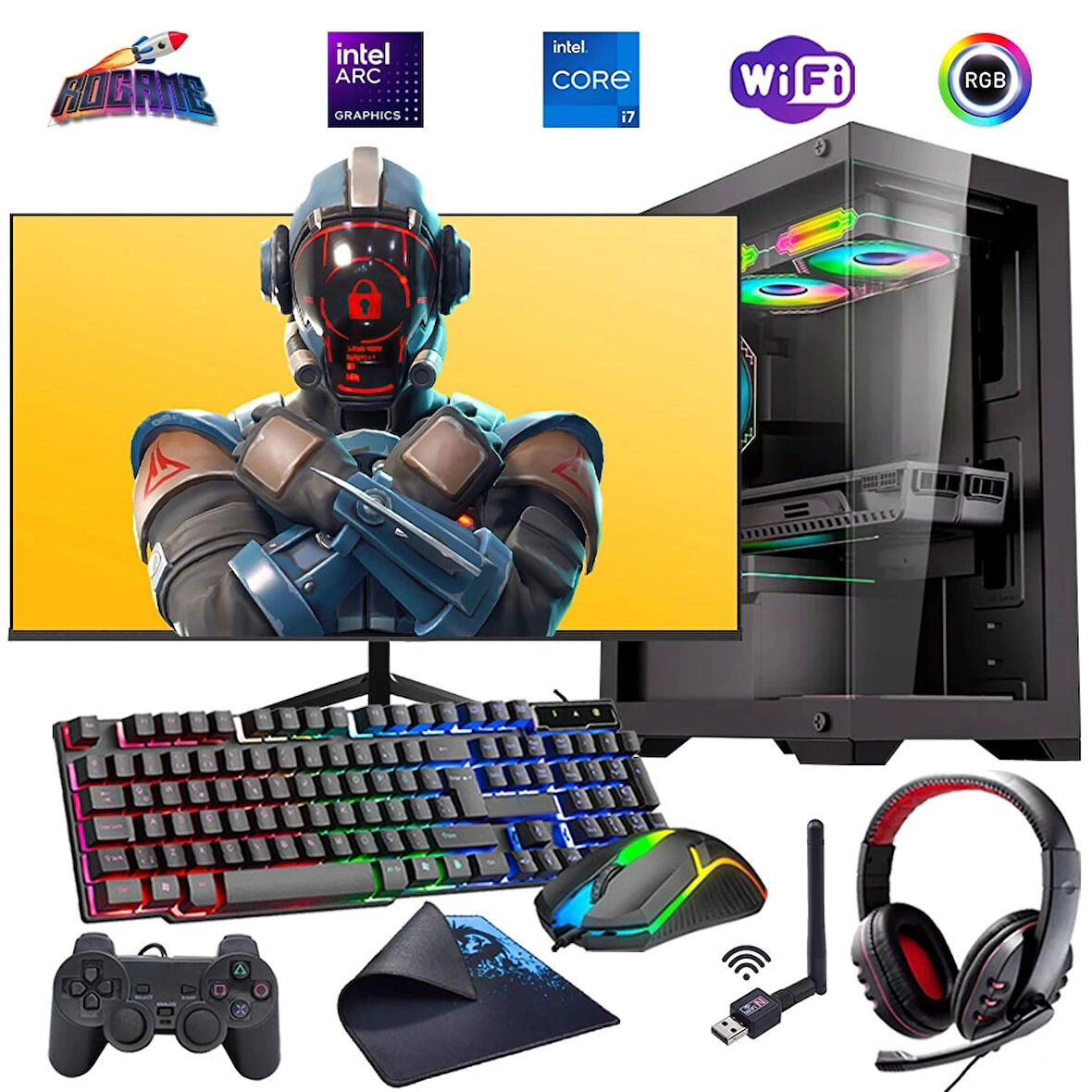 i7 14700F 32GB DDR4 1TB M2 12GB ARC B580 27" 165Hz Mon. Oyun Bilgisayarı (Gaming SET)