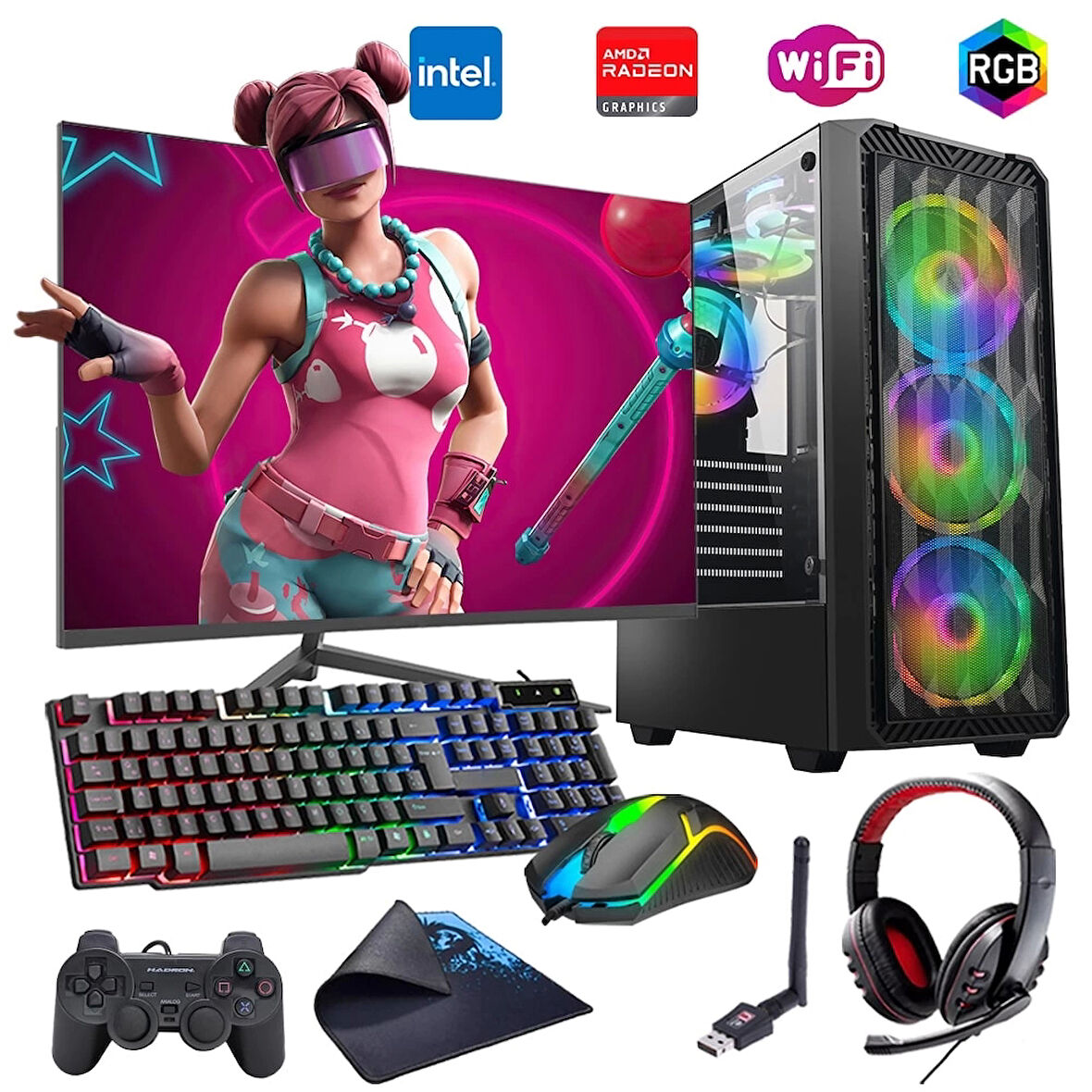 i5 12400F 16GB DDR4 1TB m2 8GB RX580 27" 165Hz Mon. Oyun Bilgisayarı (Gaming SET)