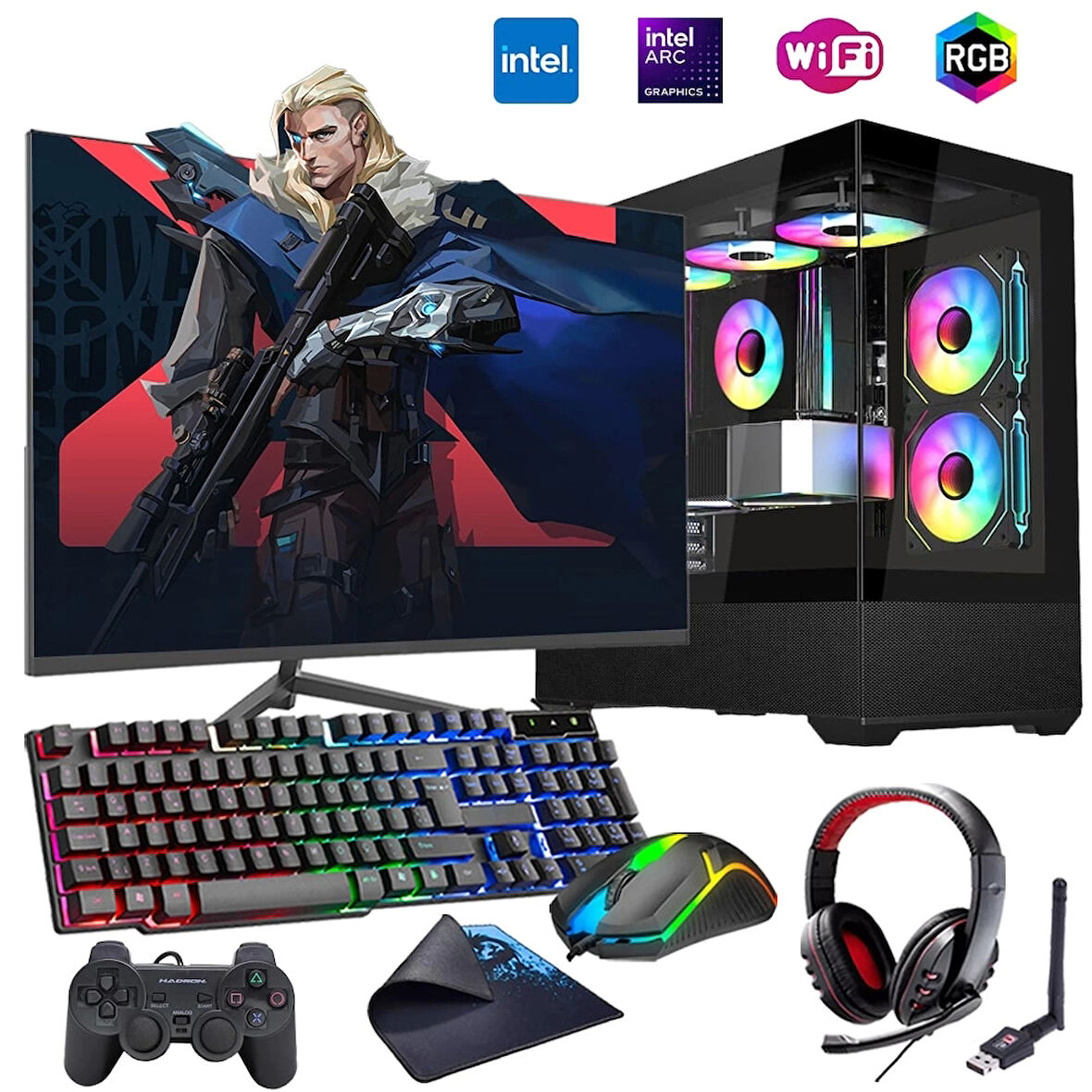 i5 12400F 16GB DDR4 1TB m2 12GB ARC B580 24" Mon. Oyun Bilgisayarı (Gaming SET)