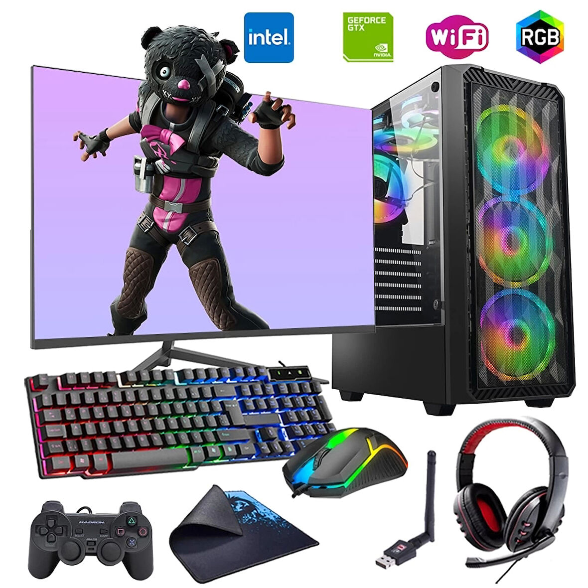 i5 13400F 16GB DDR4 1TB m2 4GB GTX1650 24" Monitörlü Oyun Bilgisayarı (Gaming SET)