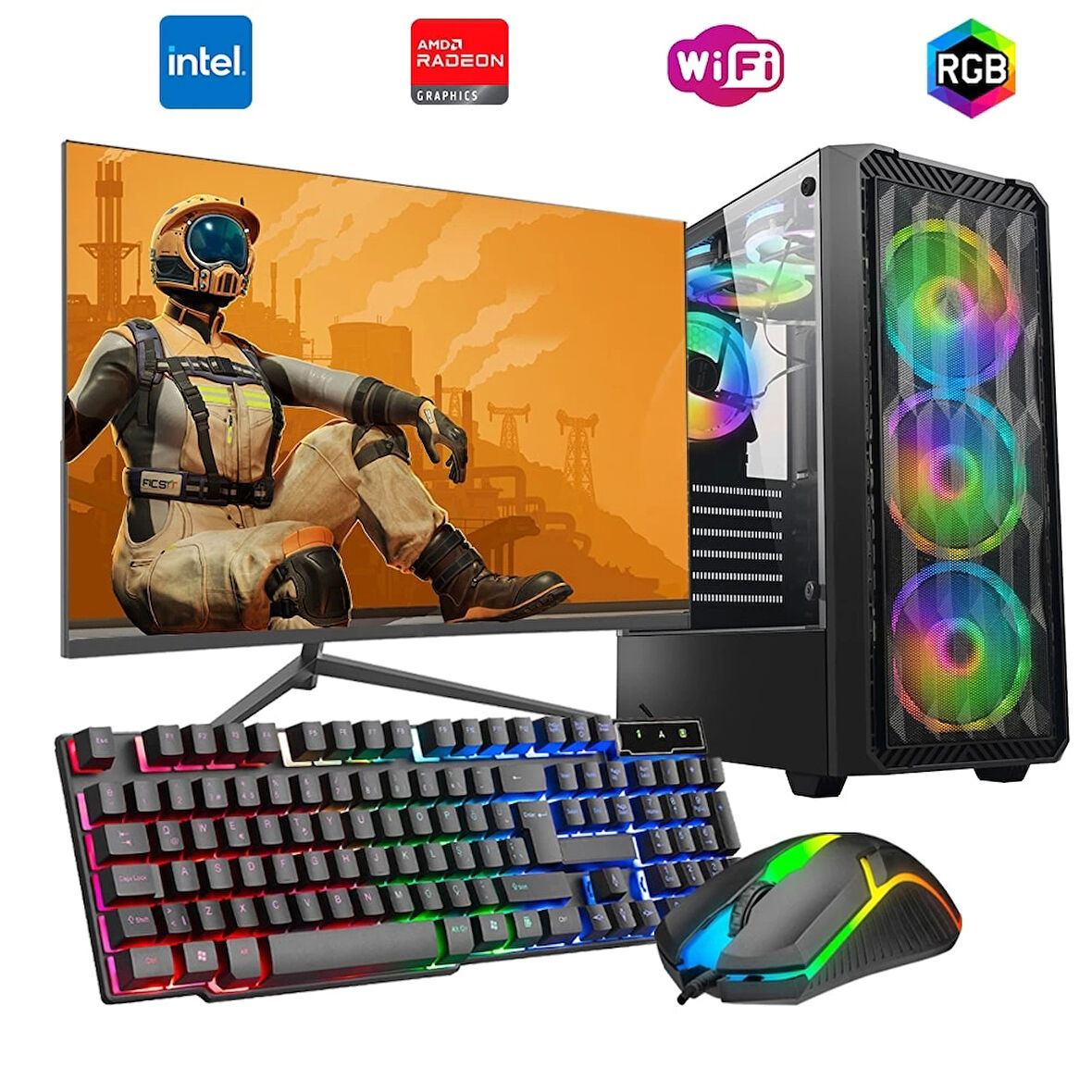 i5 13400F 16GB DDR4 1TB m2 8GB RX580 24" Monitörlü Oyun Bilgisayarı