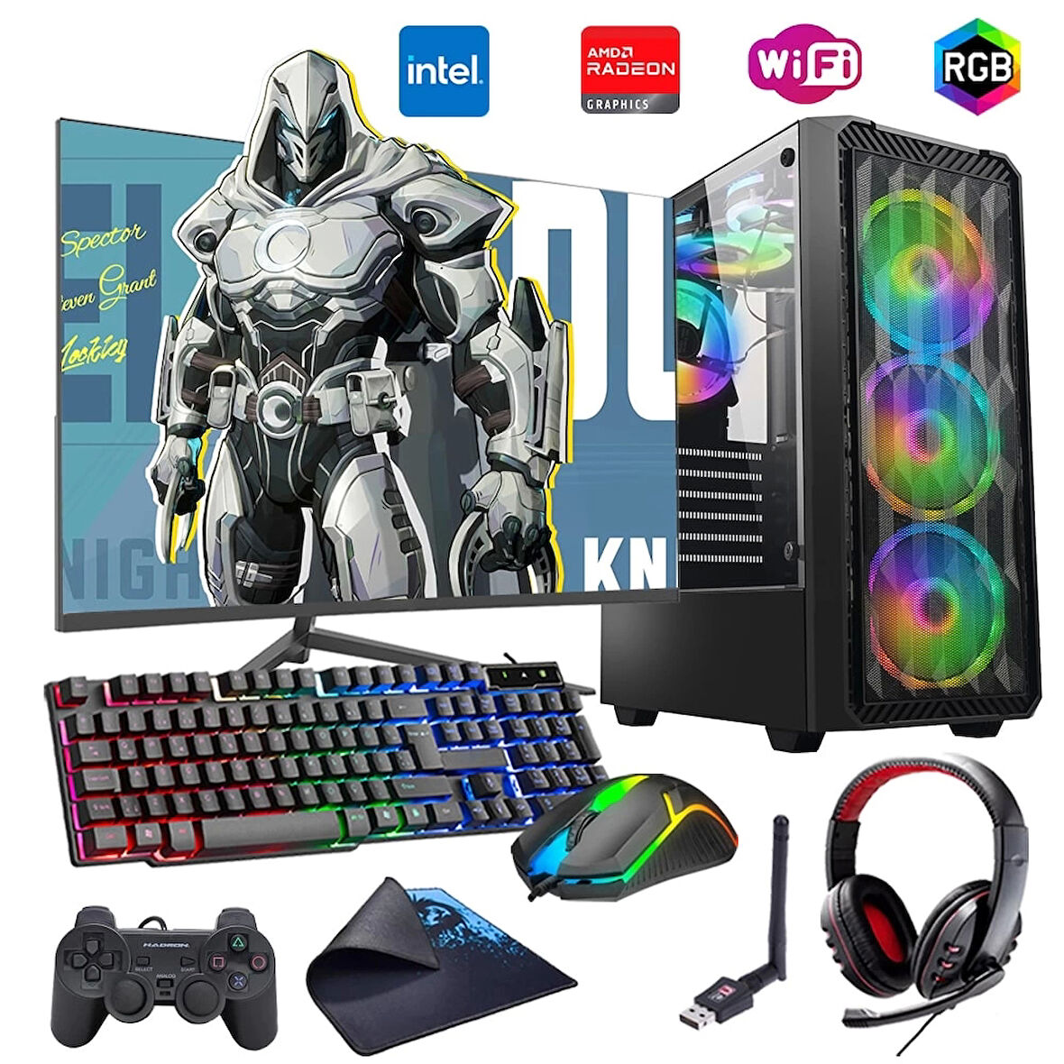 i7 13700F 16GB DDR4 1TB m2 8GB RX580 24" Monitörlü Oyun Bilgisayarı (Gaming SET)