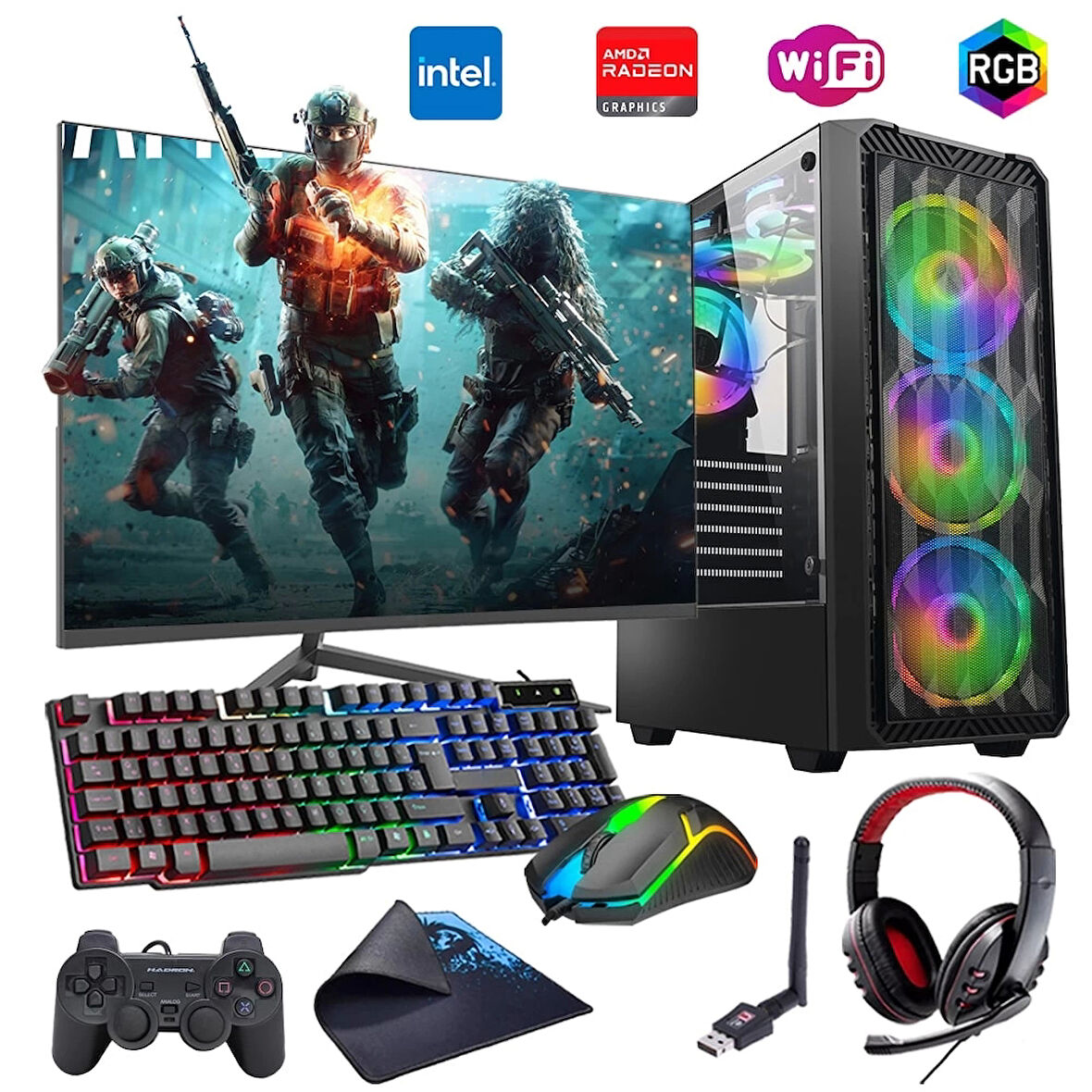 i7 13700F 16GB DDR4 1TB m2 8GB RX580 27" 165Hz Monitörlü Oyun Bilgisayarı (Gaming SET)