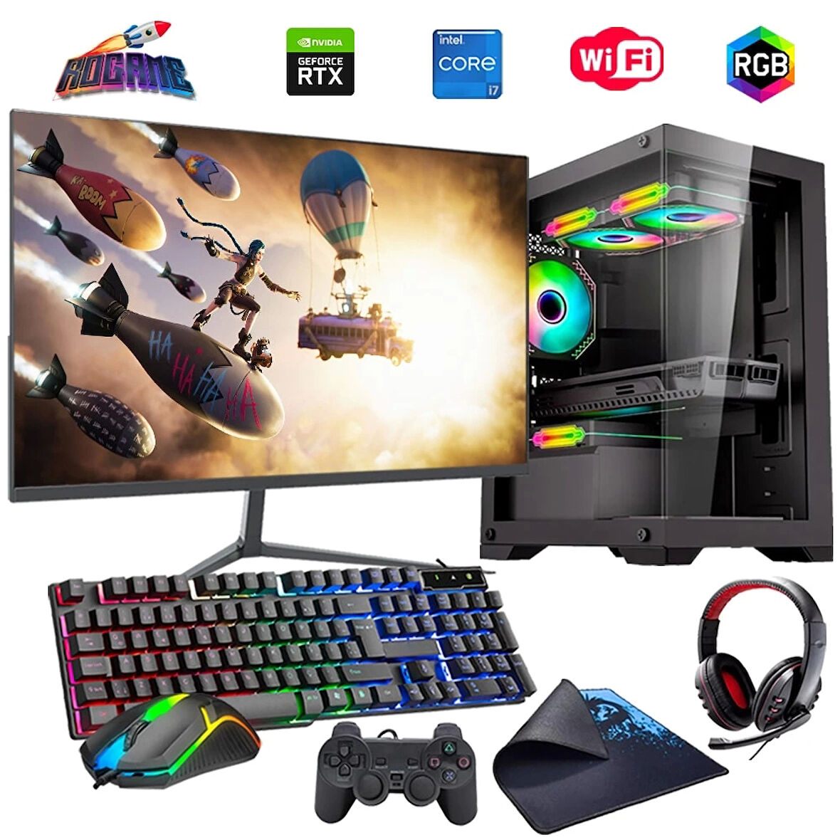 i5 14400F 16GB DDR4 1TB m2 6GB RTX3050 24" Monitörlü Oyun Bilgisayarı (Gaming SET)