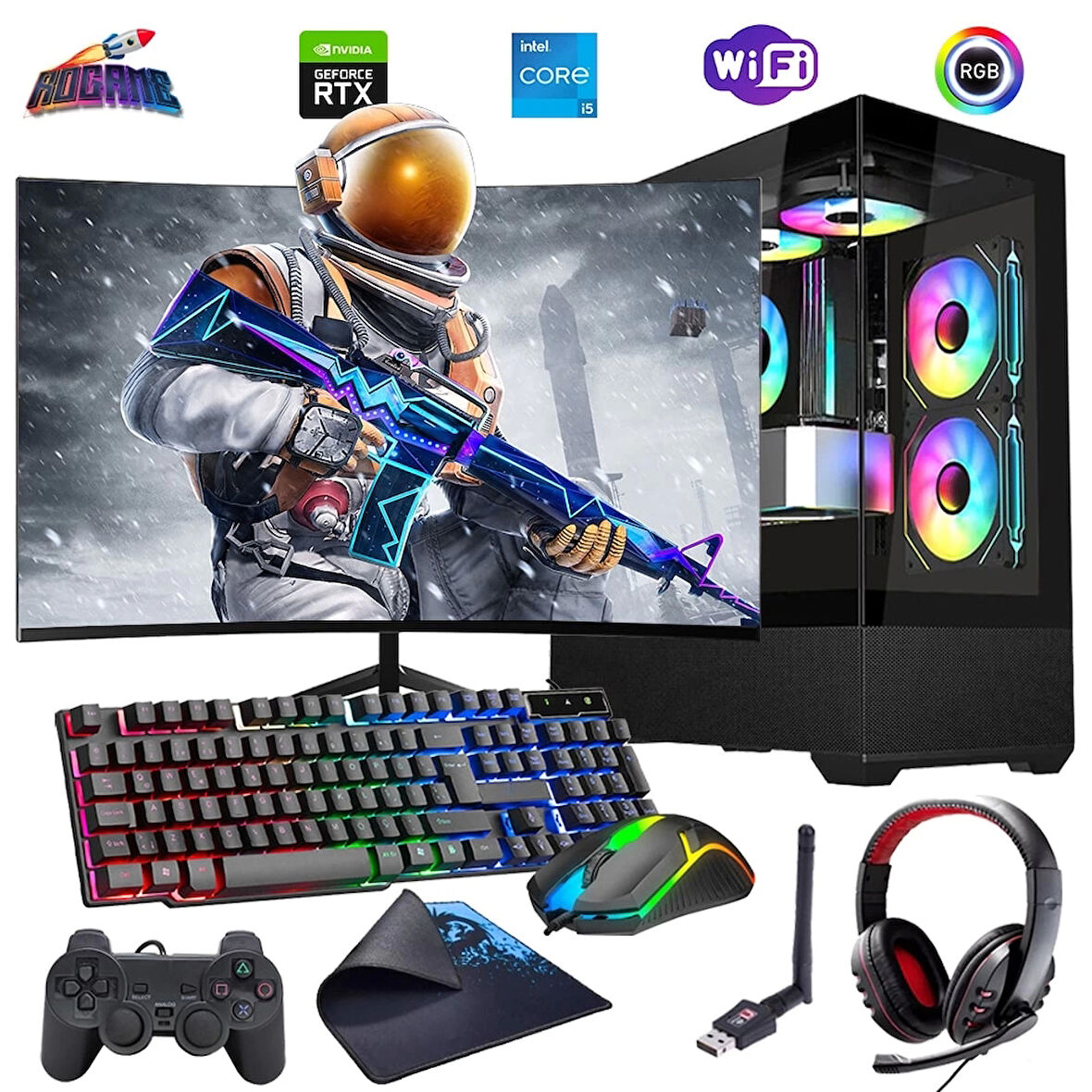i5 14400F 16GB DDR4 1TB m2 12GB RTX3060 24" Monitörlü Oyun Bilgisayarı (Gaming SET)
