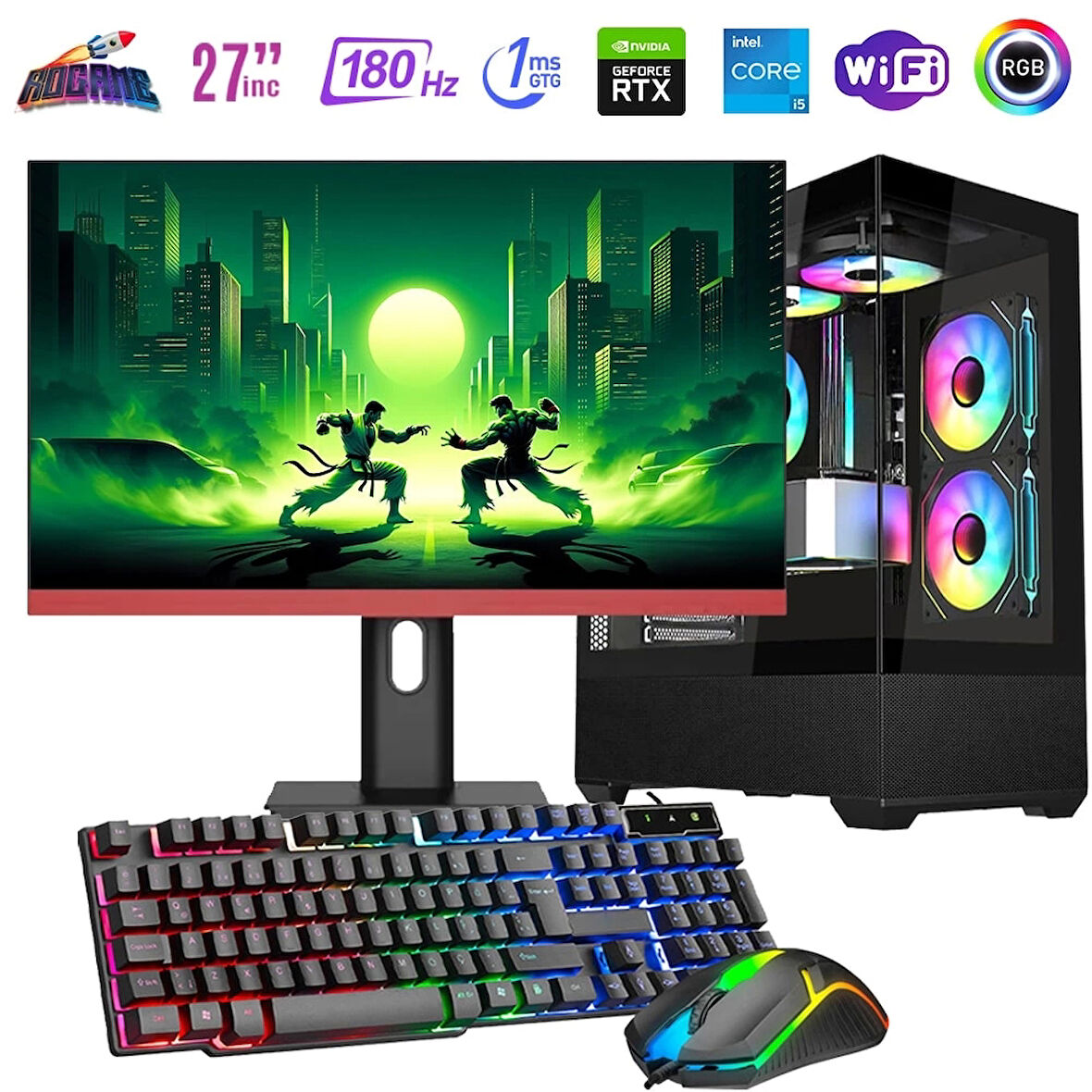 i5 14400F 16GB DDR4 1TB m2 12GB RTX4070 27" 180Hz Monitörlü Oyun Bilgisayarı
