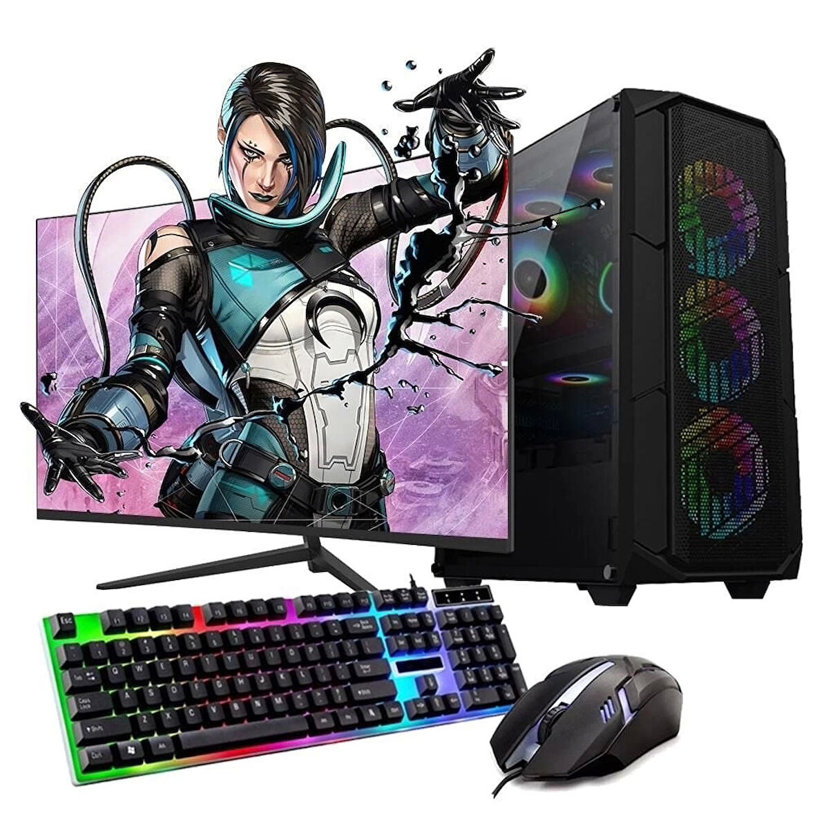 Ryzen5 5600 16GB 1TB M2 8GB RTX3050 27'' Mon. Oyun Bilgisayarı (Gaming Set)