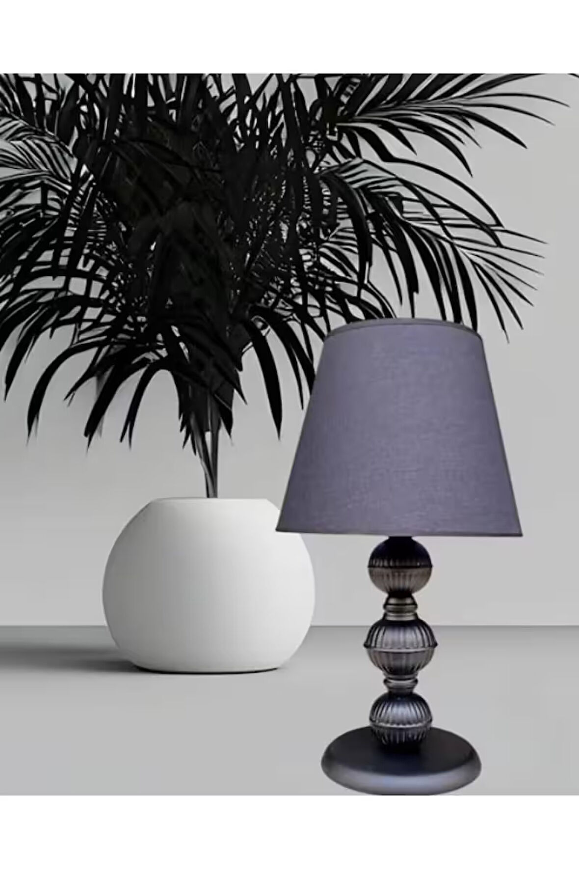 RİGA METAL ABAJUR SİYAH BOYALI SİYAH ŞAPKALI