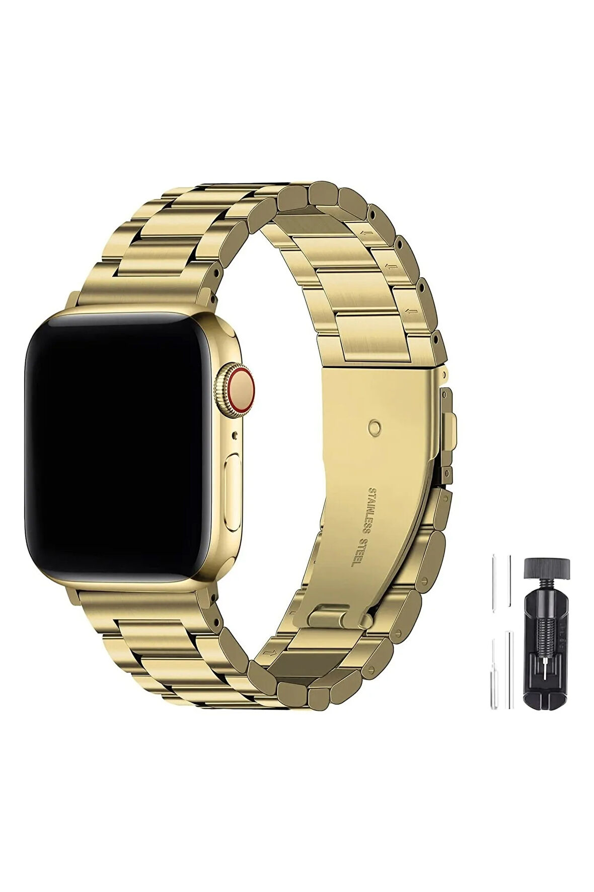 Apple Watch Seri 10 42 mm ile Uyumlu Paslanmaz Çelik Kordon ve Kayış Ayarlama Aparatı 