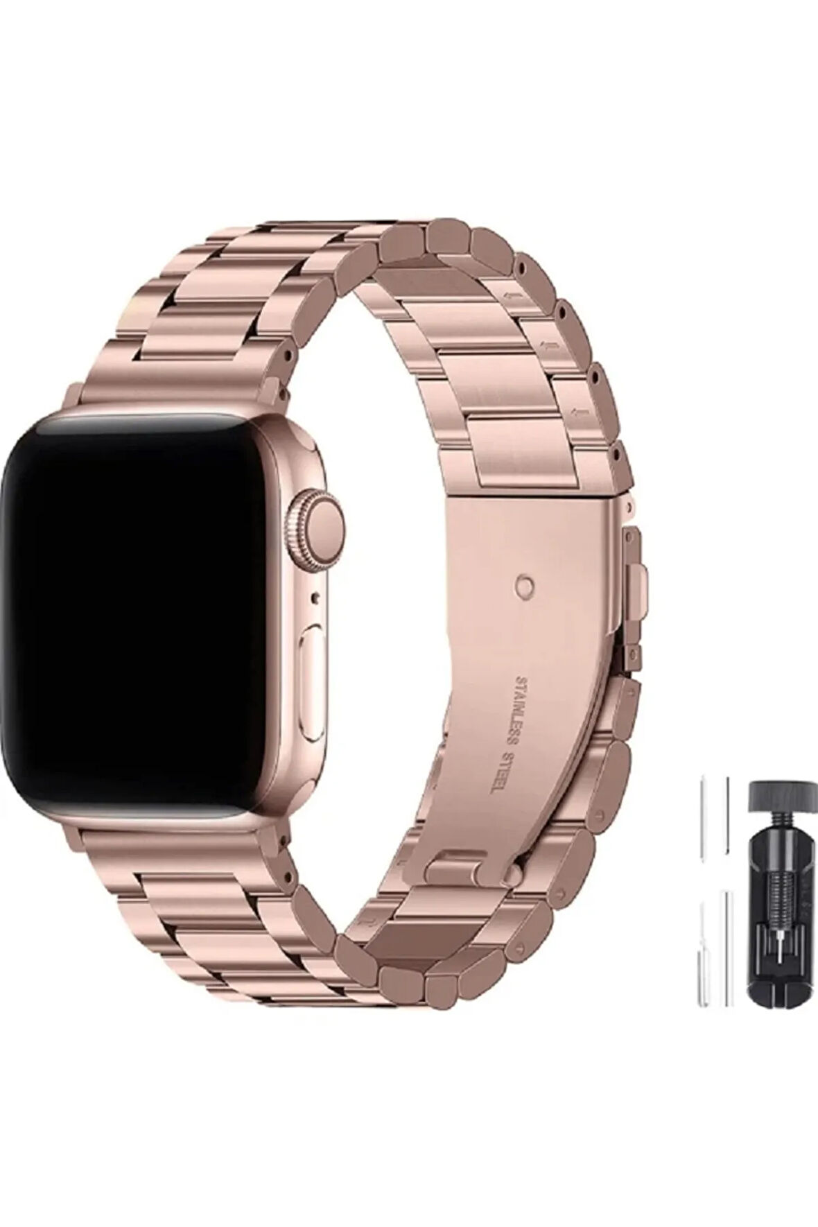 Apple Watch Seri 10 42 mm ile Uyumlu Paslanmaz Çelik Kordon ve Kayış Ayarlama Aparatı 